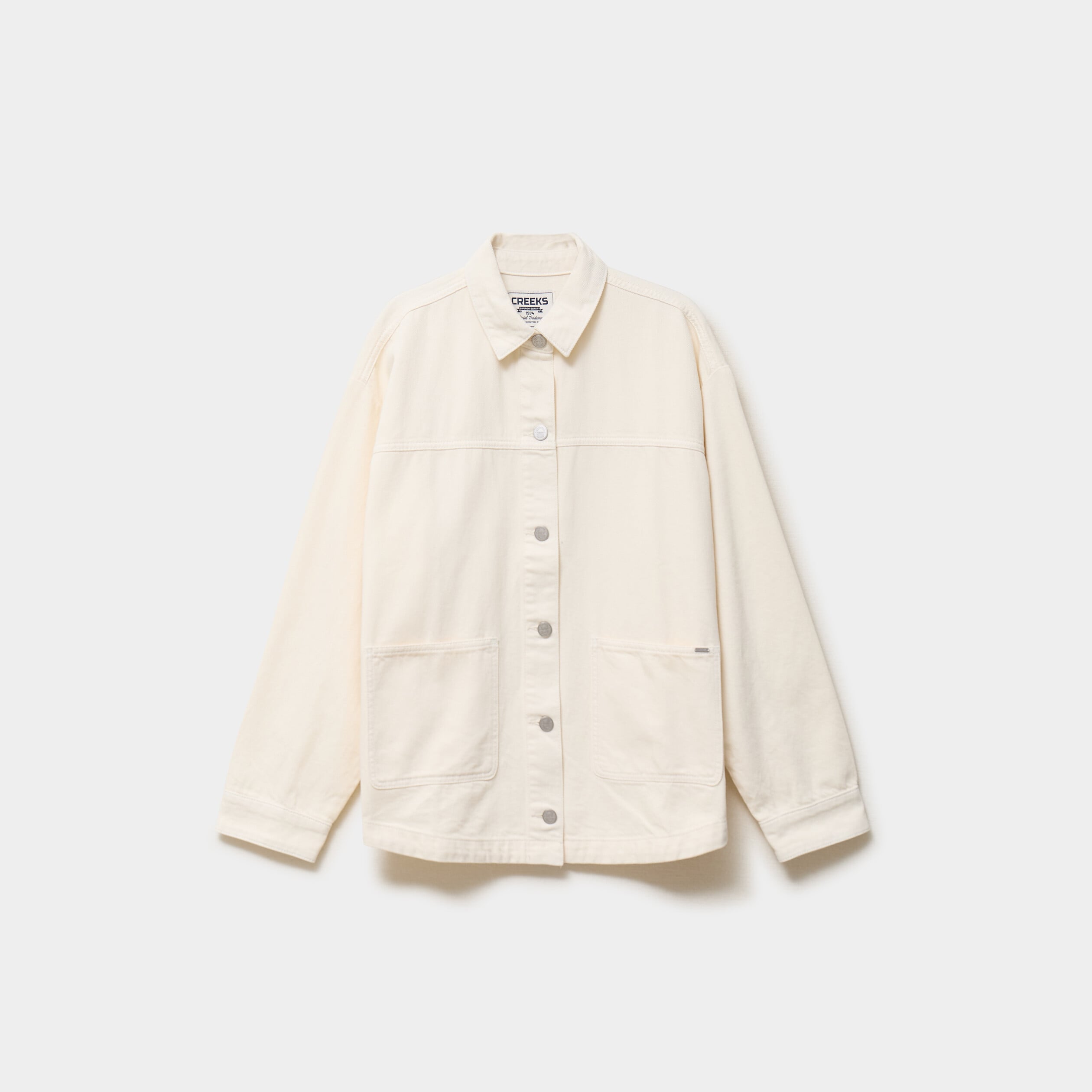 Veste surchemise oversize en jean coton creme femme