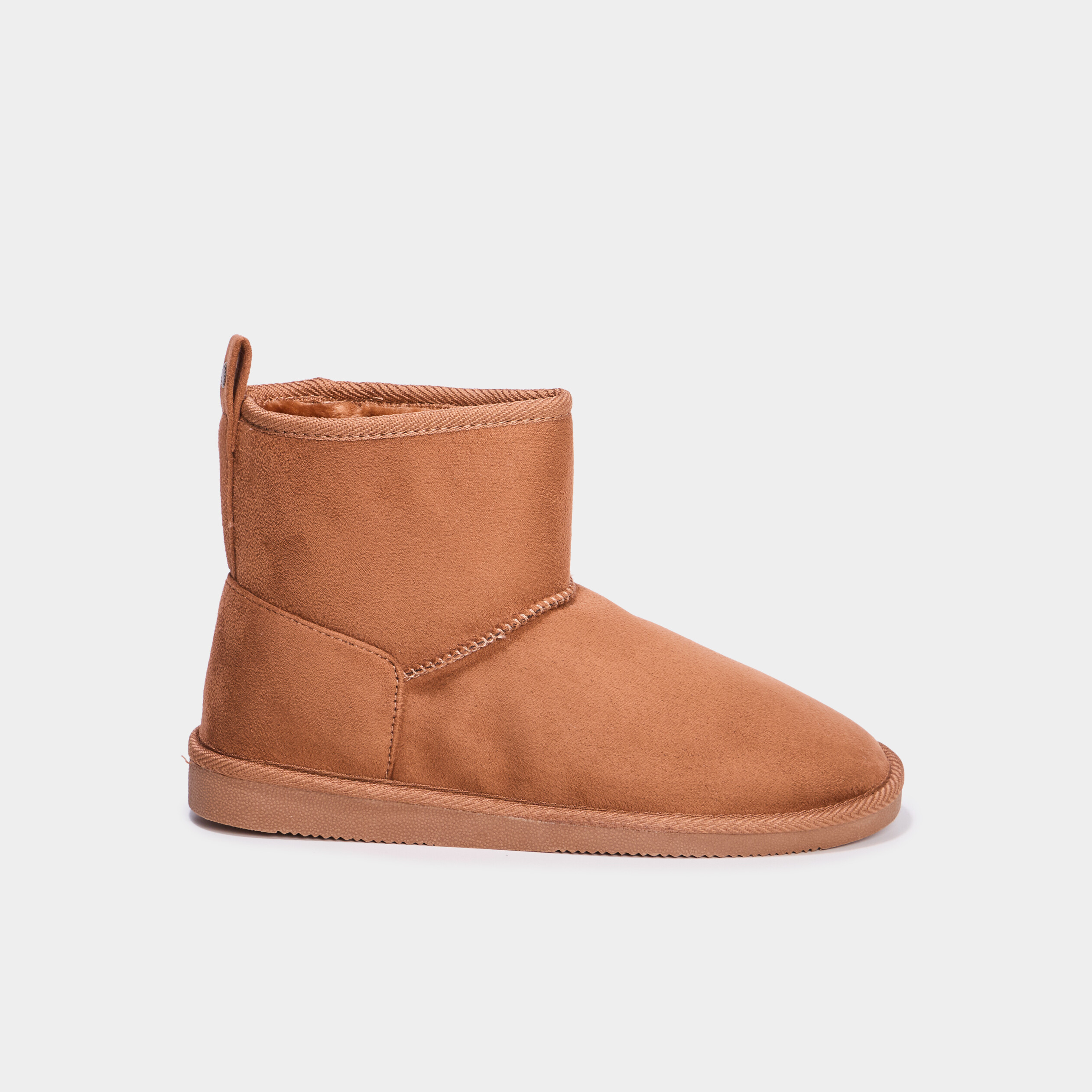 Bottines fourr&eacute;es effet su&eacute;dine marron femme