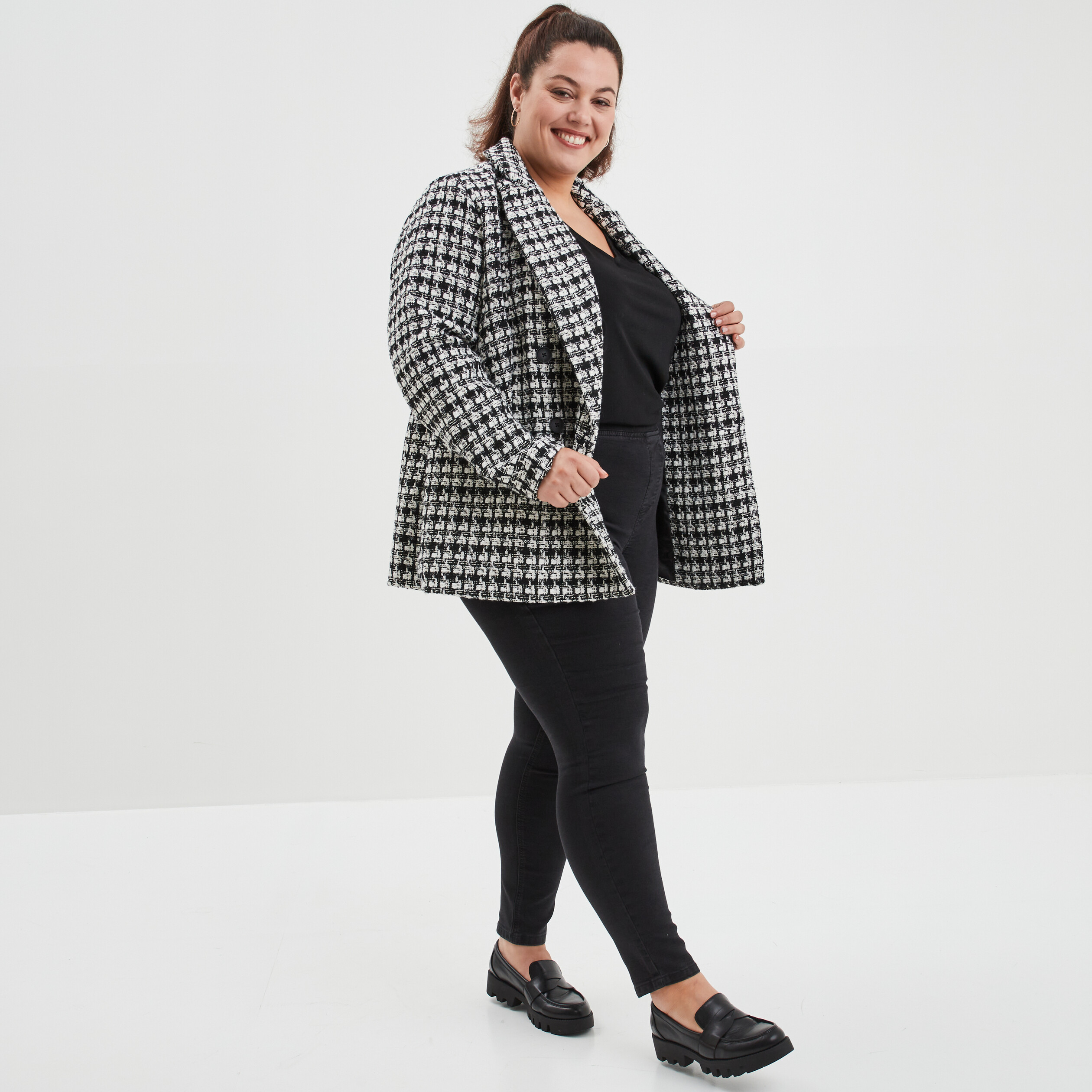jegging taille haute matiere recyclee denim noir femmegt Jegging taille haute matière recyclée denim noir femme grande taille