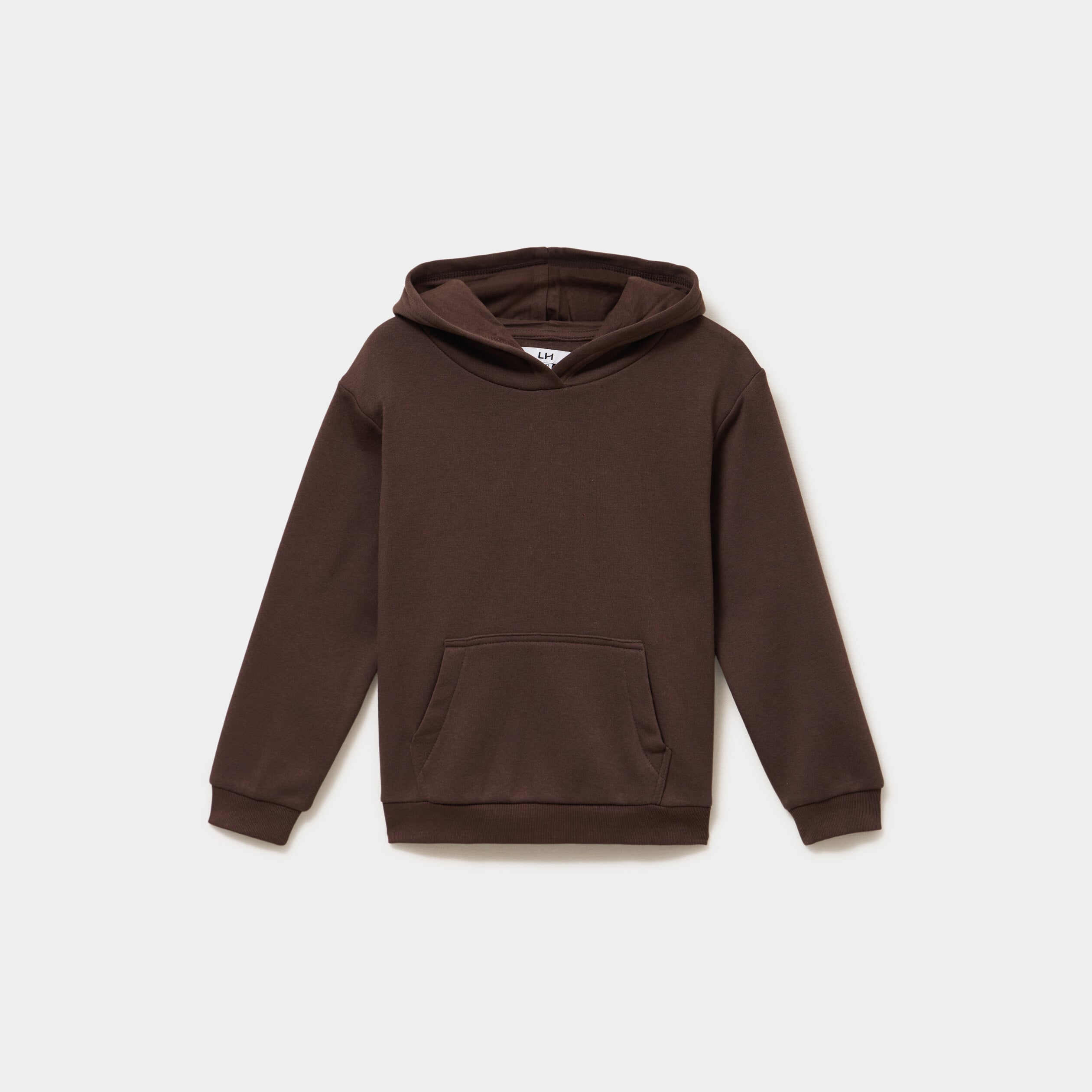 Sweat &agrave; capuche hoodie relax molleton marron fonc&eacute; fille