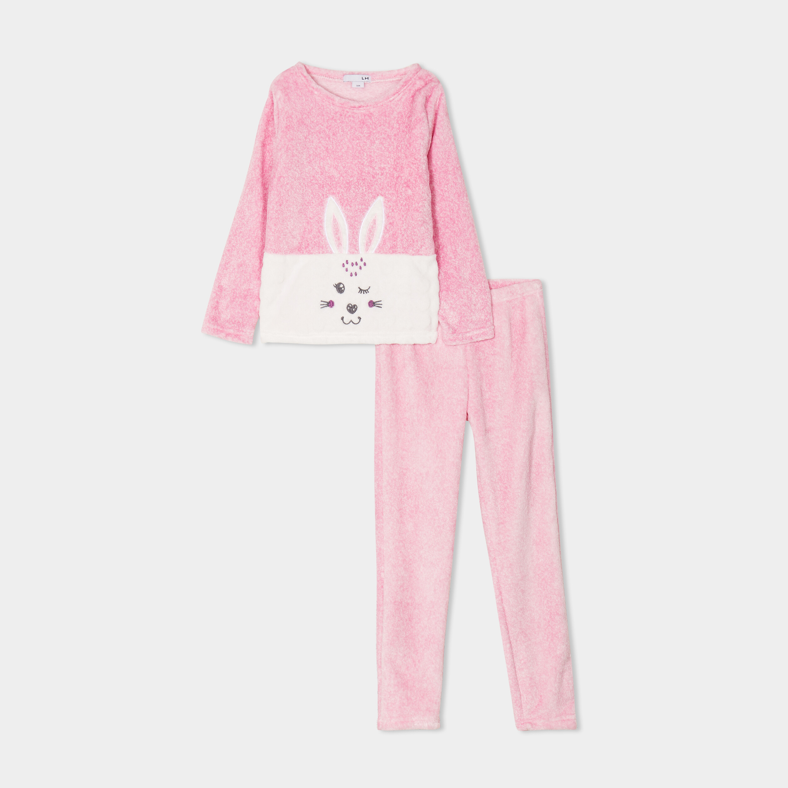 ensemble pyjama effet polaire mauve fille Ensemble pyjama effet polaire mauve fille