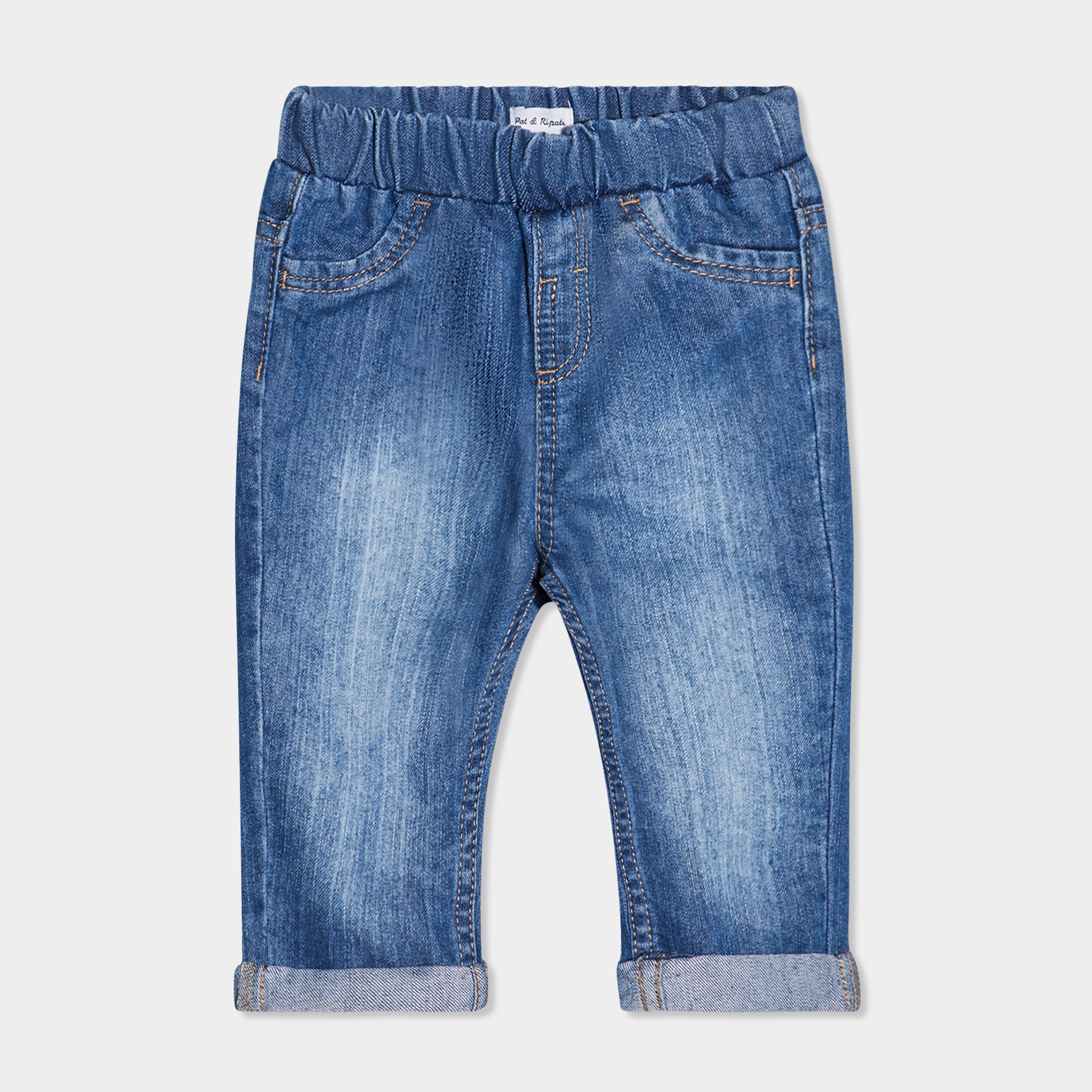 jeans regular taille elastiquee denim stone bebeg Jeans regular taille élastiquée denim stone bébé garçon