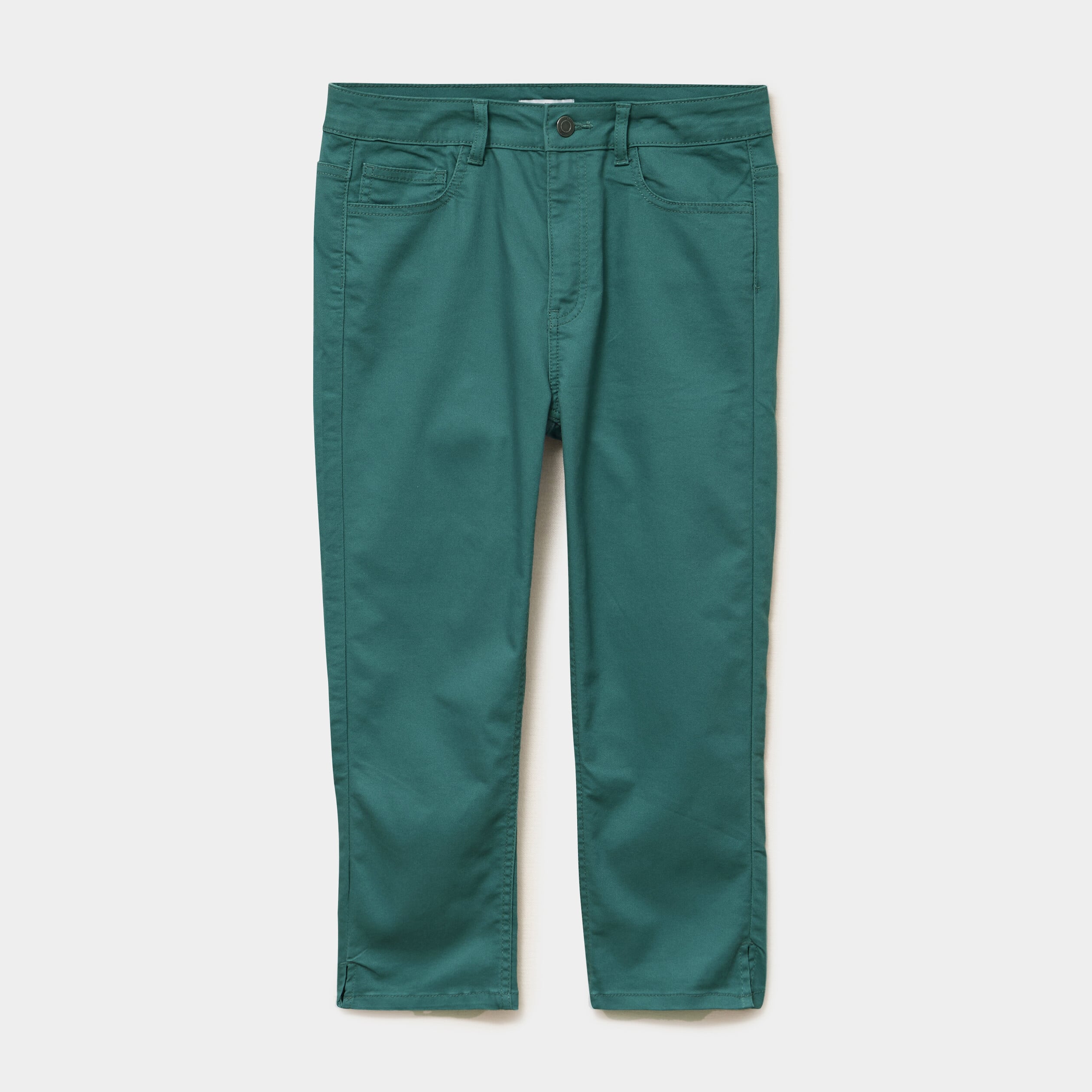 Pantalon capri slim twill 5 poches vert fonc&eacute; femme