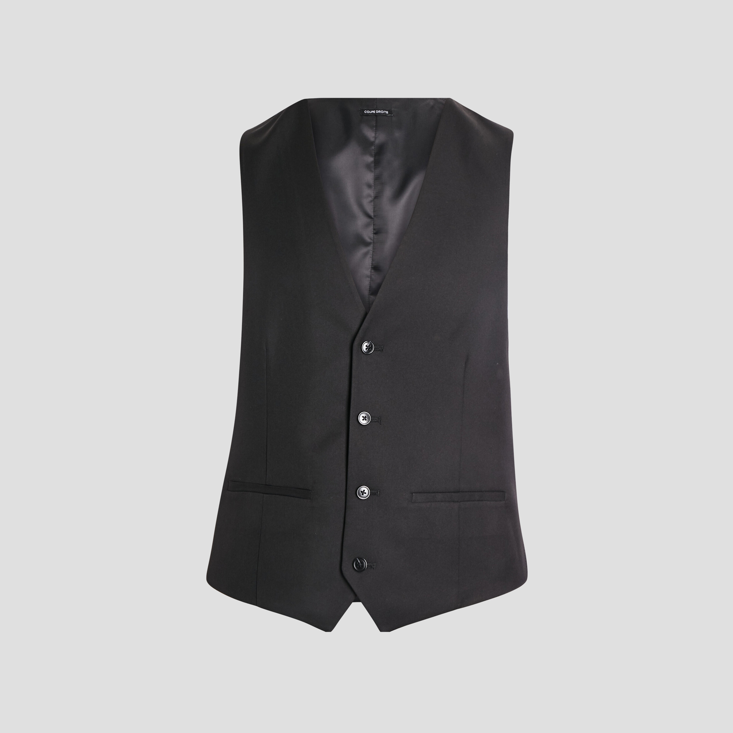gilet de costume droit boutonne noir homme Gilet de costume droit boutonné noir homme