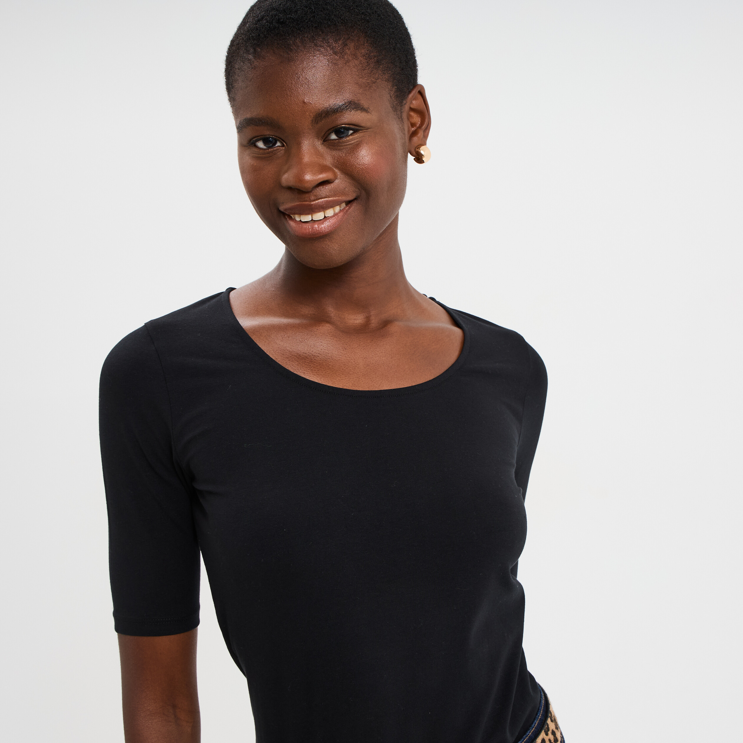 Body ajust&eacute; manches courtes noir femme