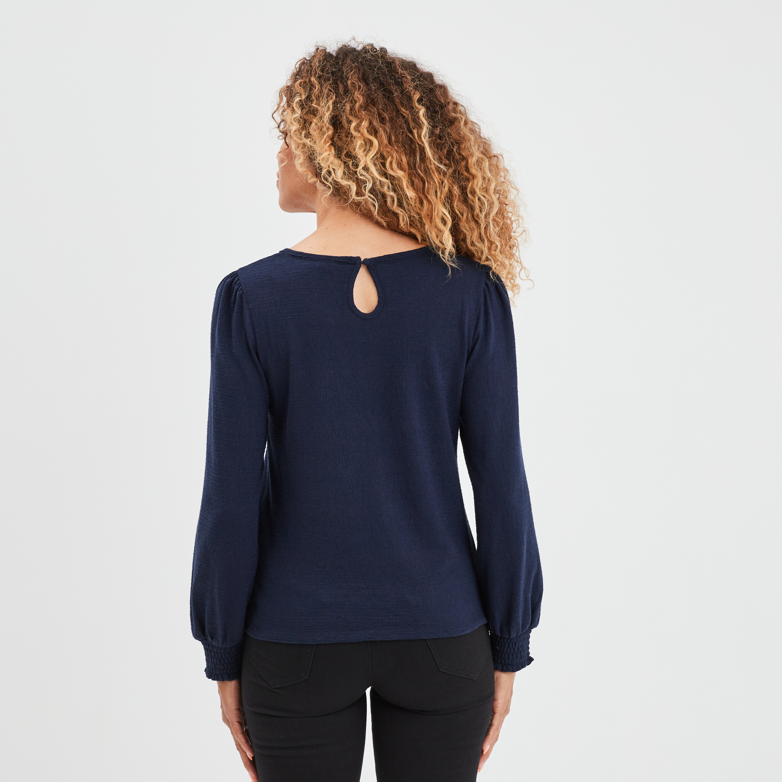T-shirt avec bandes macramé Creeks bleu marine femme