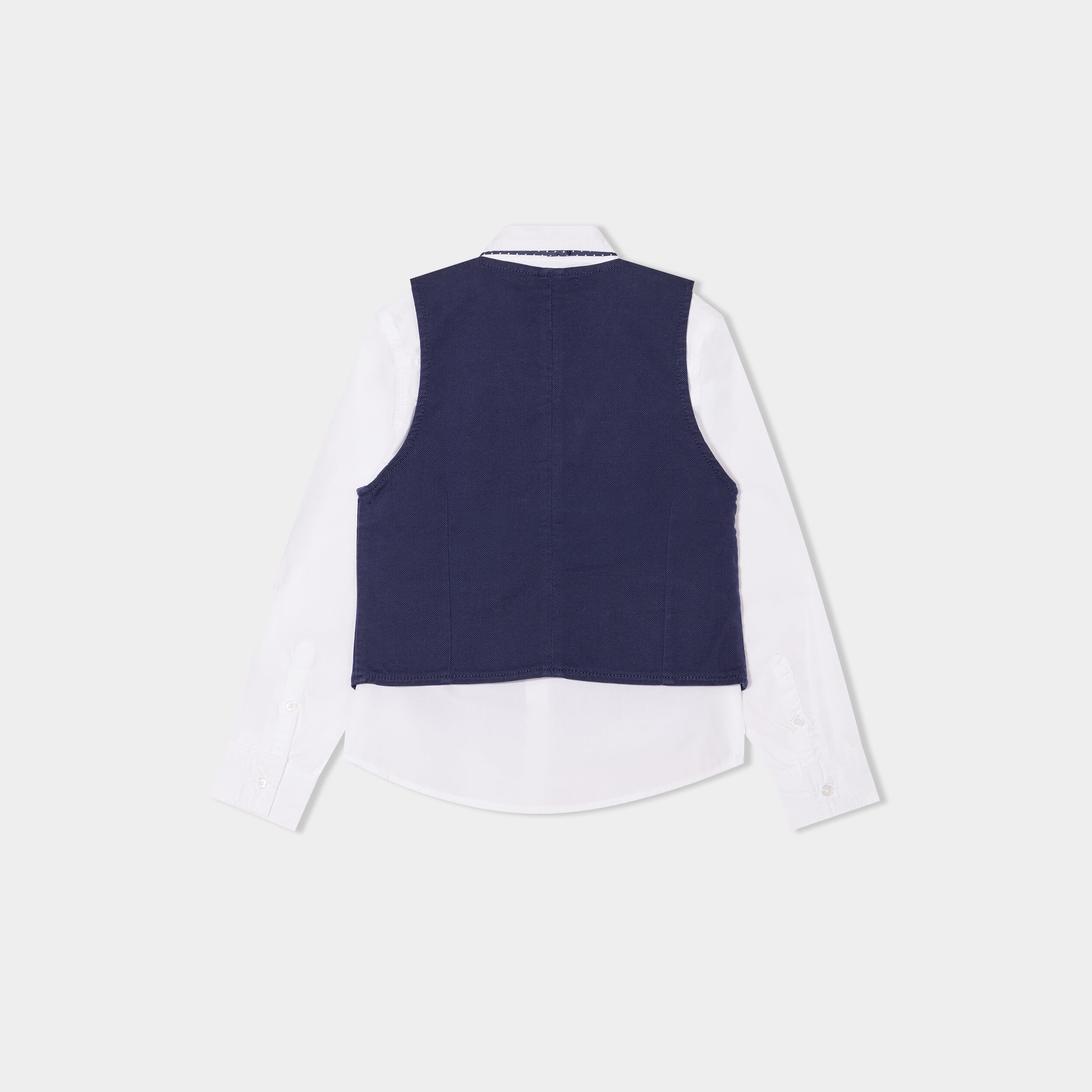 Ensemble 3 pi&egrave;ces chemise veste noeud bleu marine gar&ccedil;on