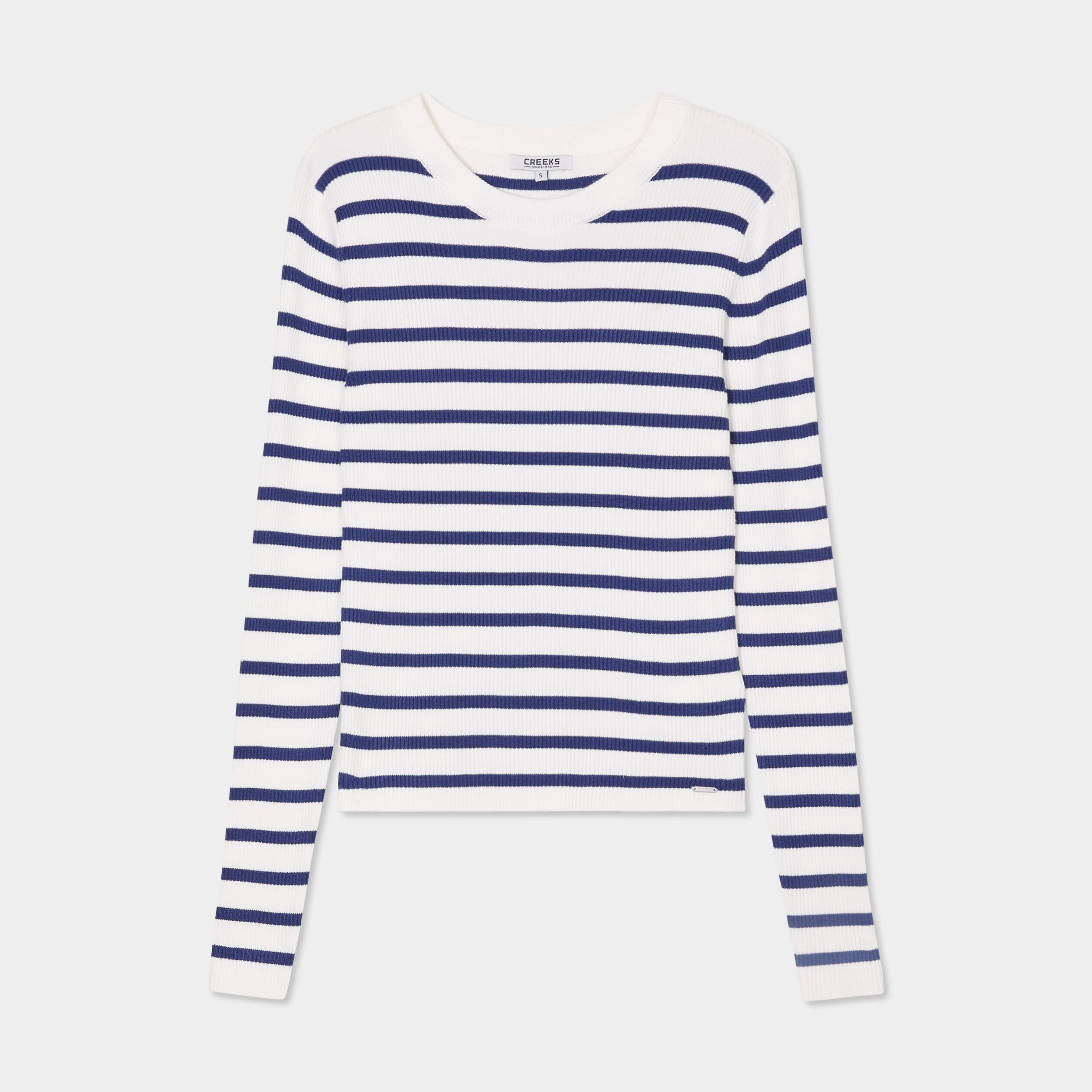 Pull c&ocirc;tel&eacute; manches longues Creeks ecru femme