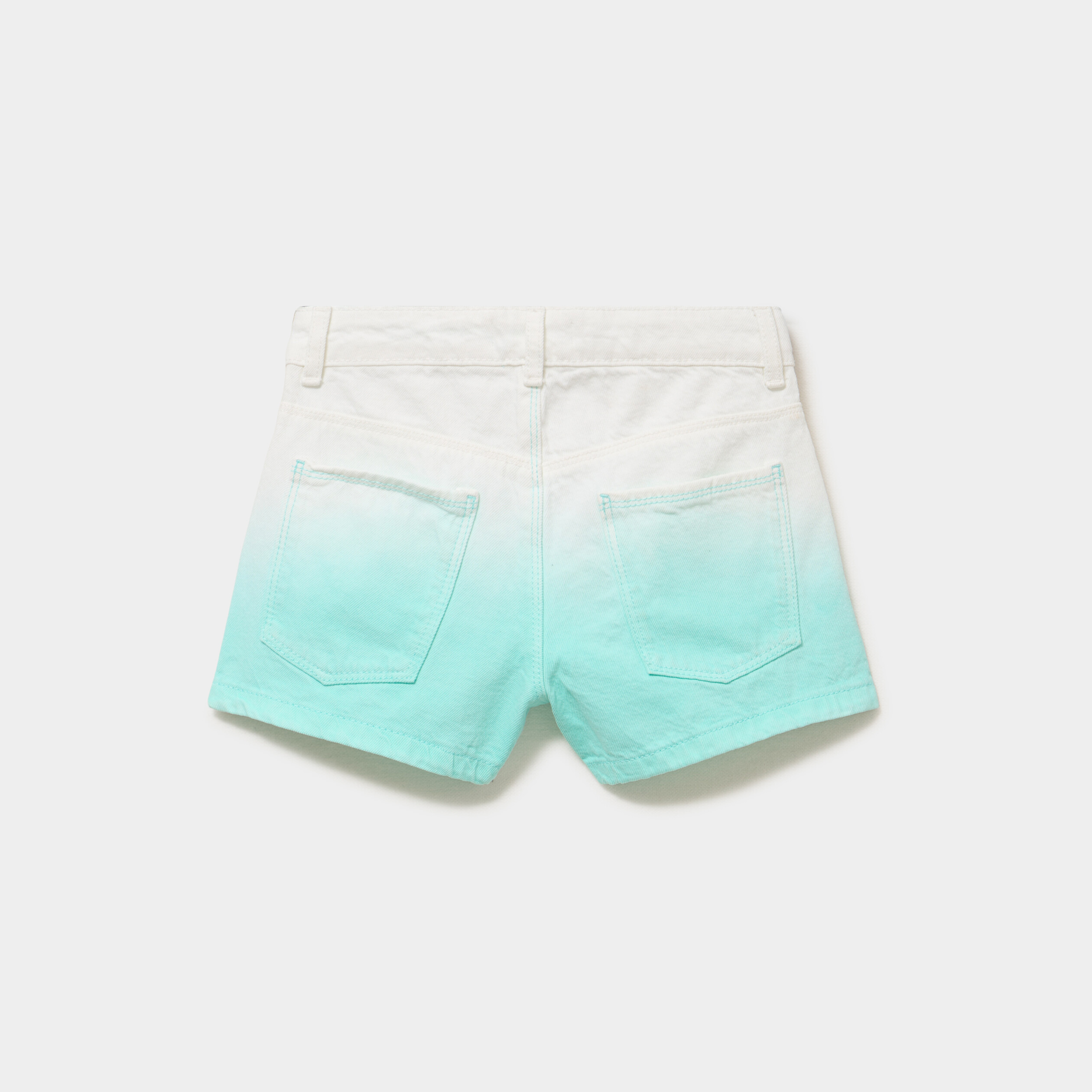 Short droit coton taille ajustable bleu turquoise fille