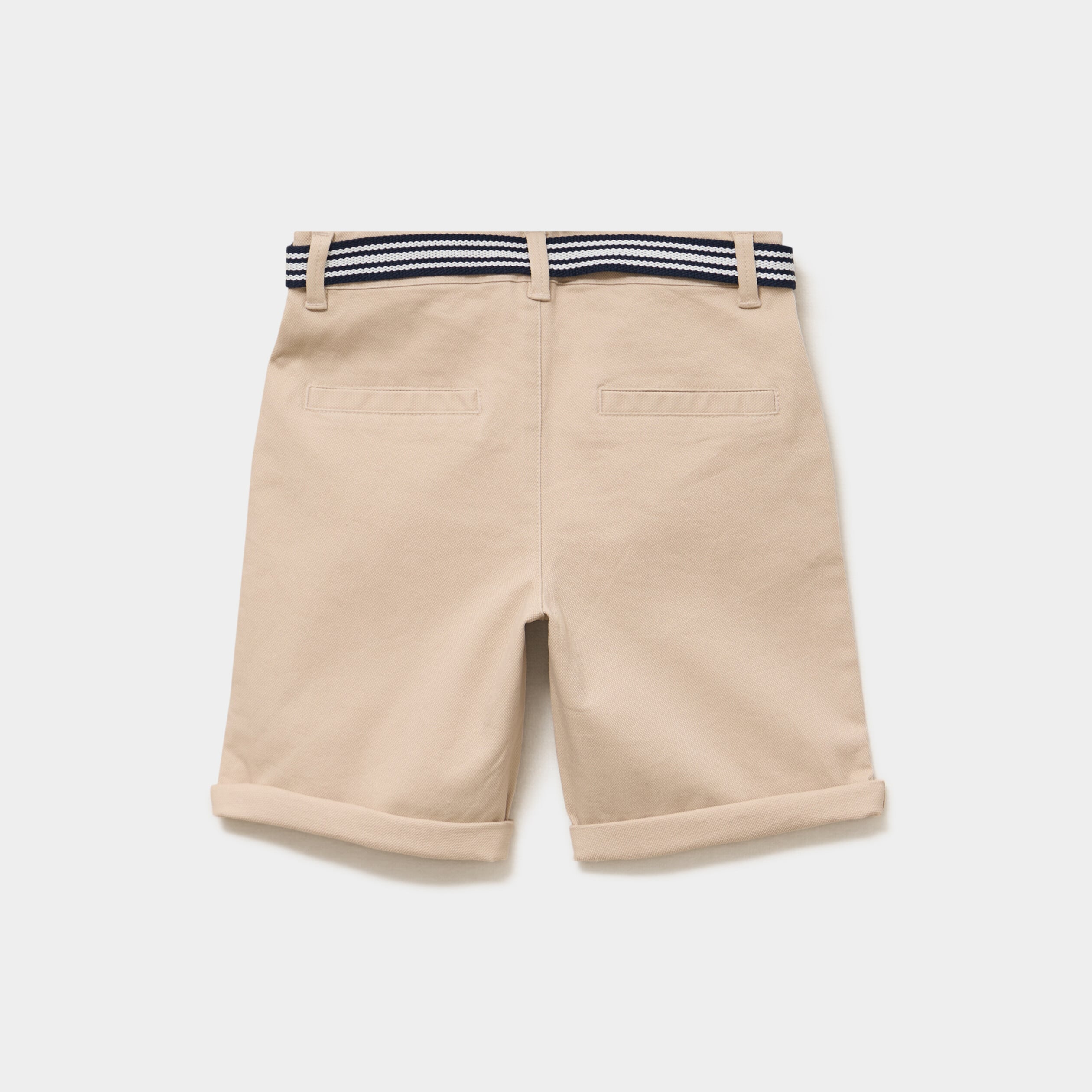 Short chino droit avec ceinture beige gar&ccedil;on
