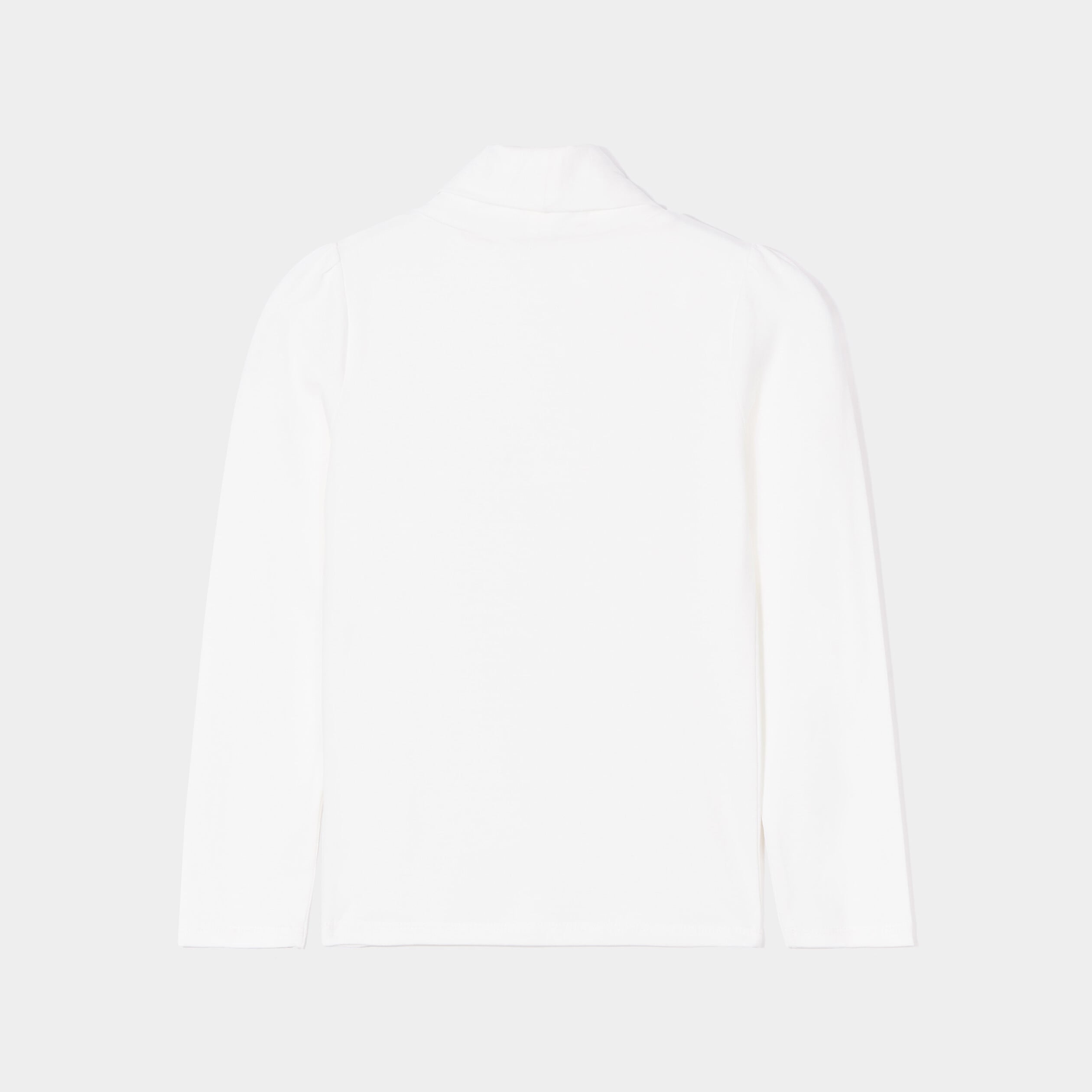T-shirt col roul&eacute; manches longues coton ecru fille