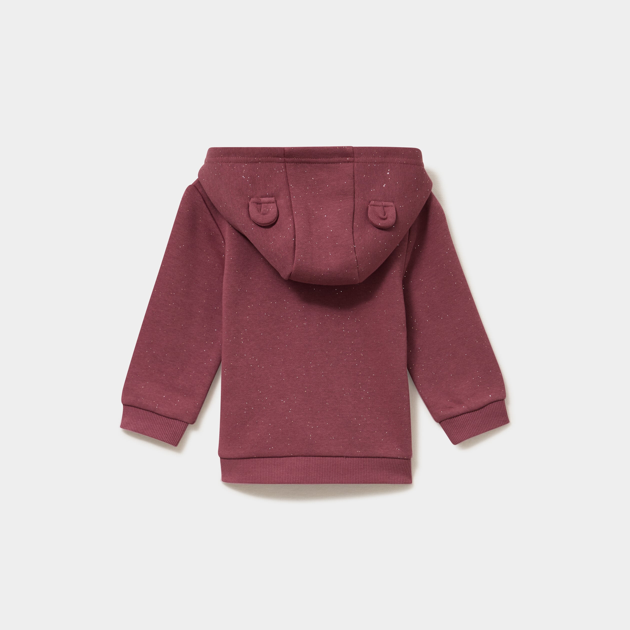 Sweat zipp&eacute; &agrave; capuche molletonn&eacute; bordeaux b&eacute;b&eacute; fille