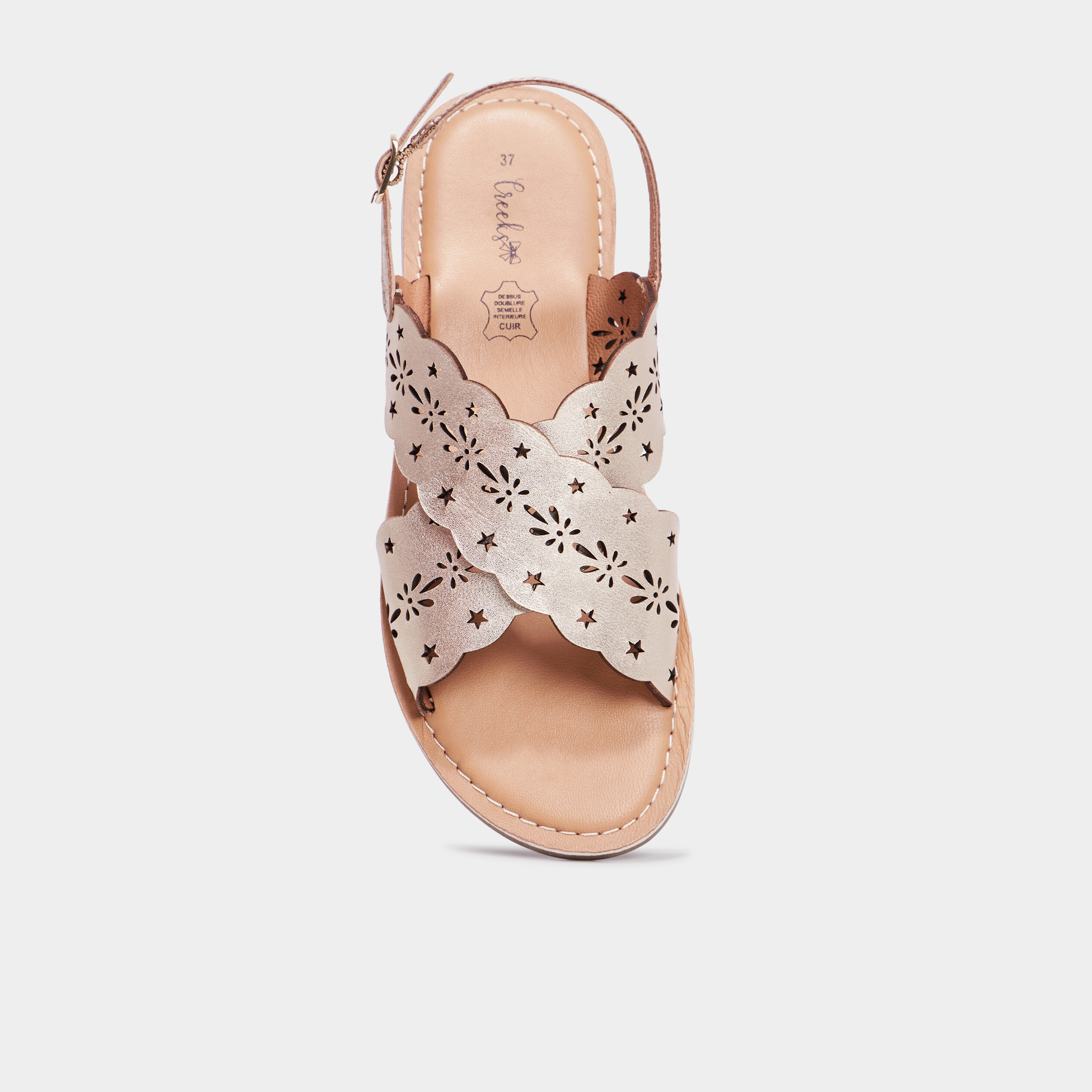 Sandales perforations en cuir Creeks jaune or fille