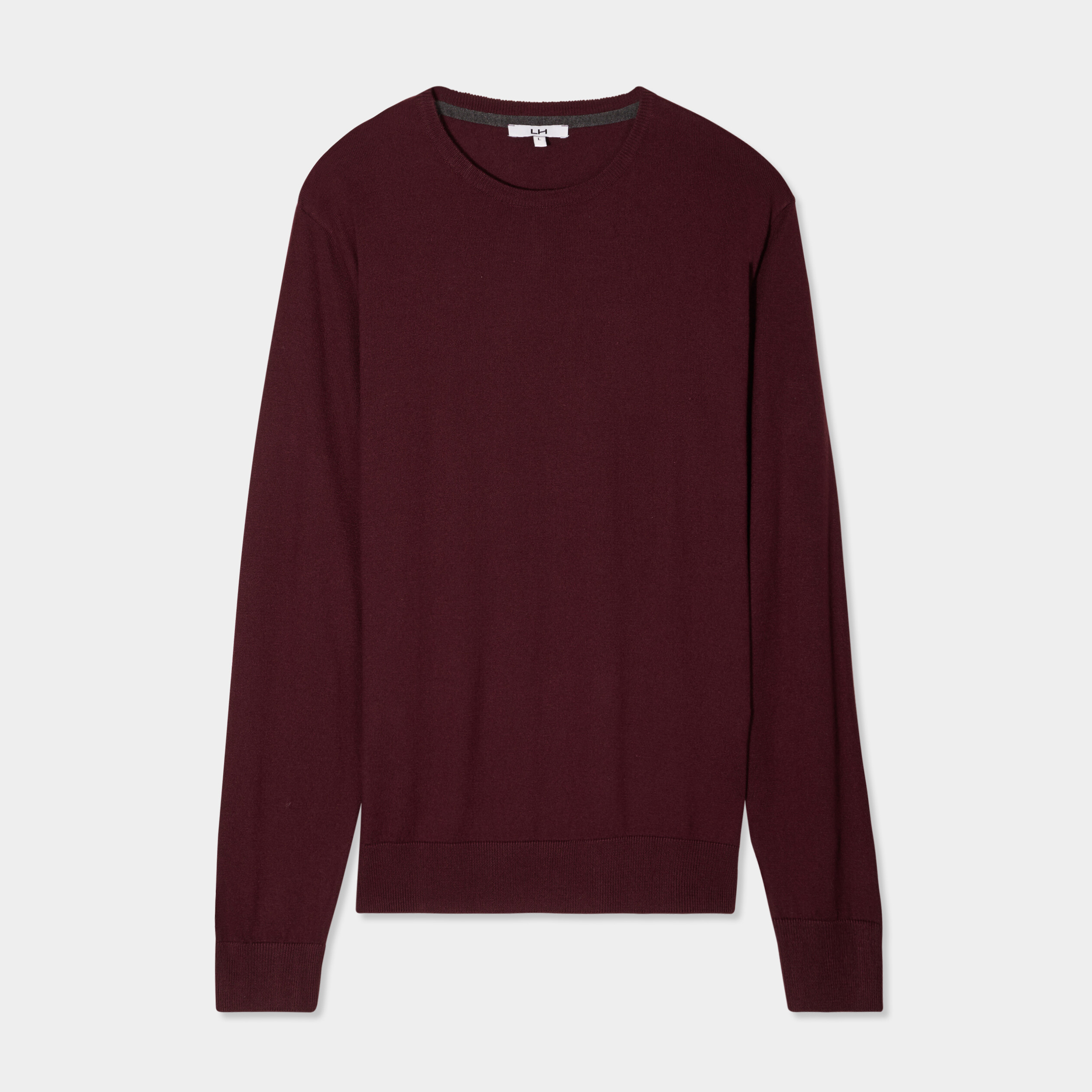 pull droit col rond coton melange bordeaux homme Pull droit col rond coton mélangé bordeaux homme