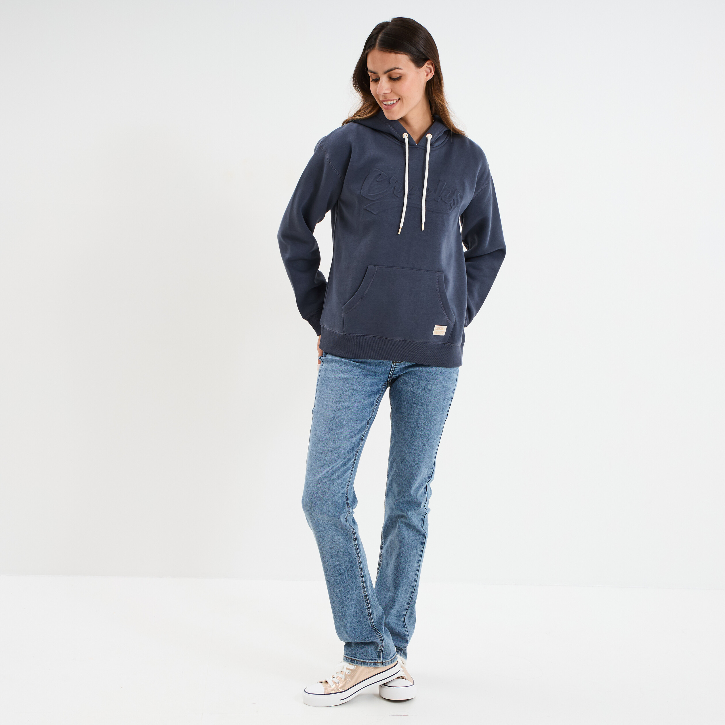 Sweat &agrave; capuche hoodie bleu fonc&eacute; femme