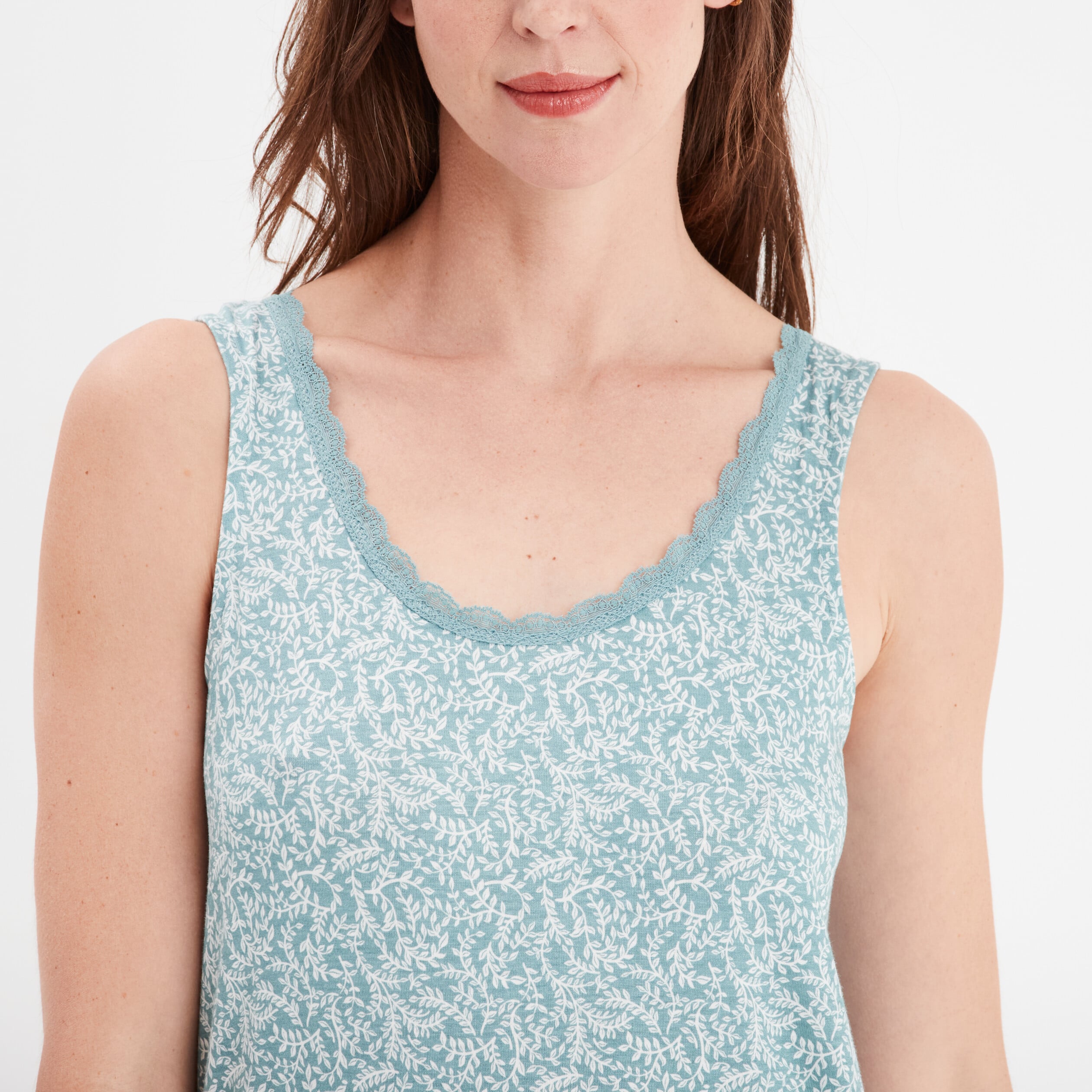 Haut de pyjama d&eacute;bardeur vert femme