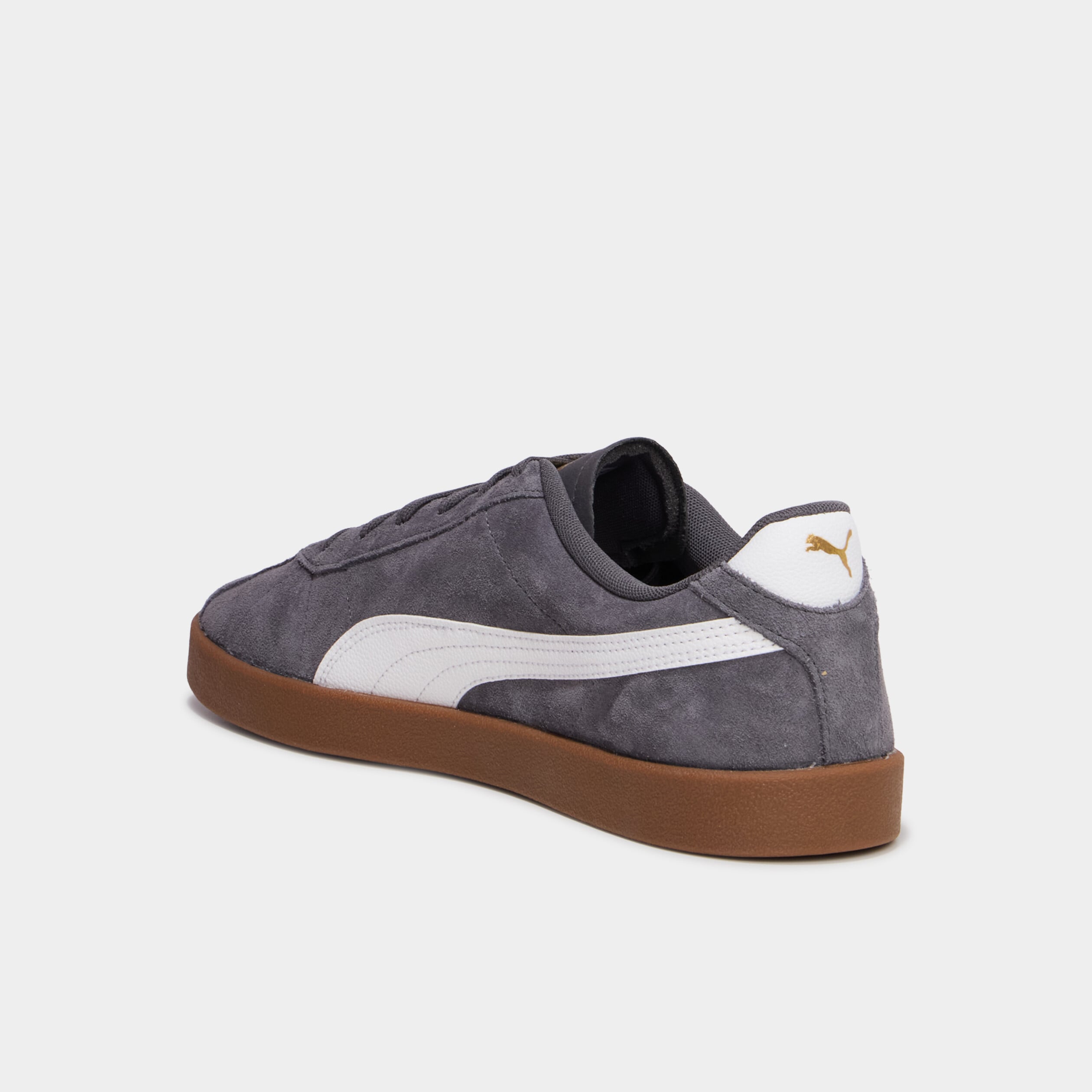 Baskets &agrave; lacets en cuir Puma Club II gris fonc&eacute; homme