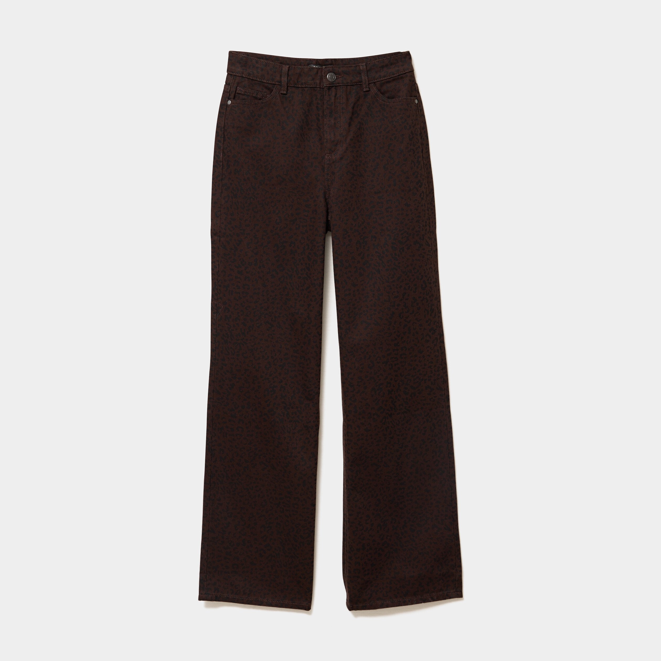 jean large taille haute coton marron fonce femme Jean large taille haute coton marron foncé femme