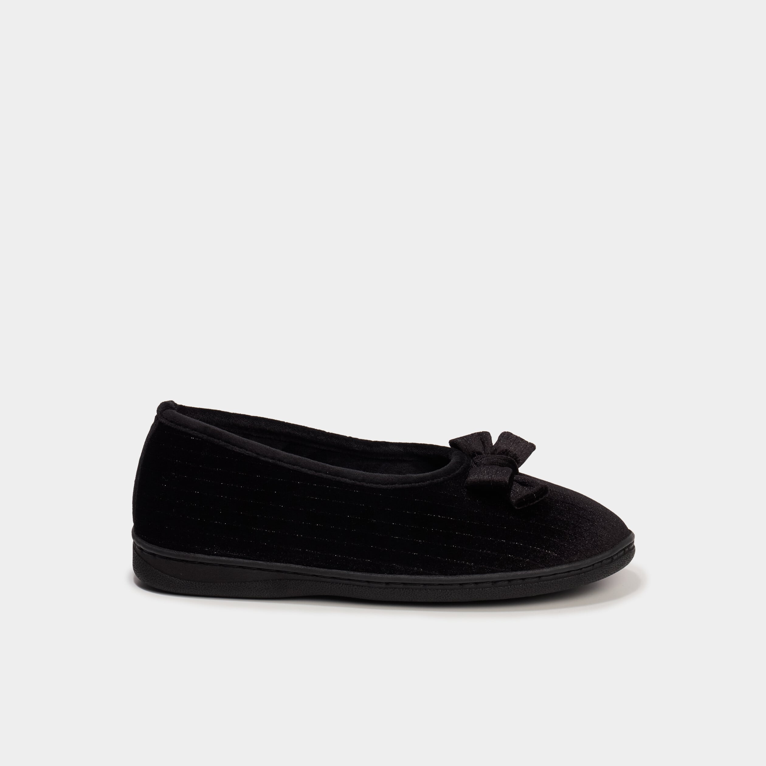 Chaussons ballerines avec noeuds noir femme