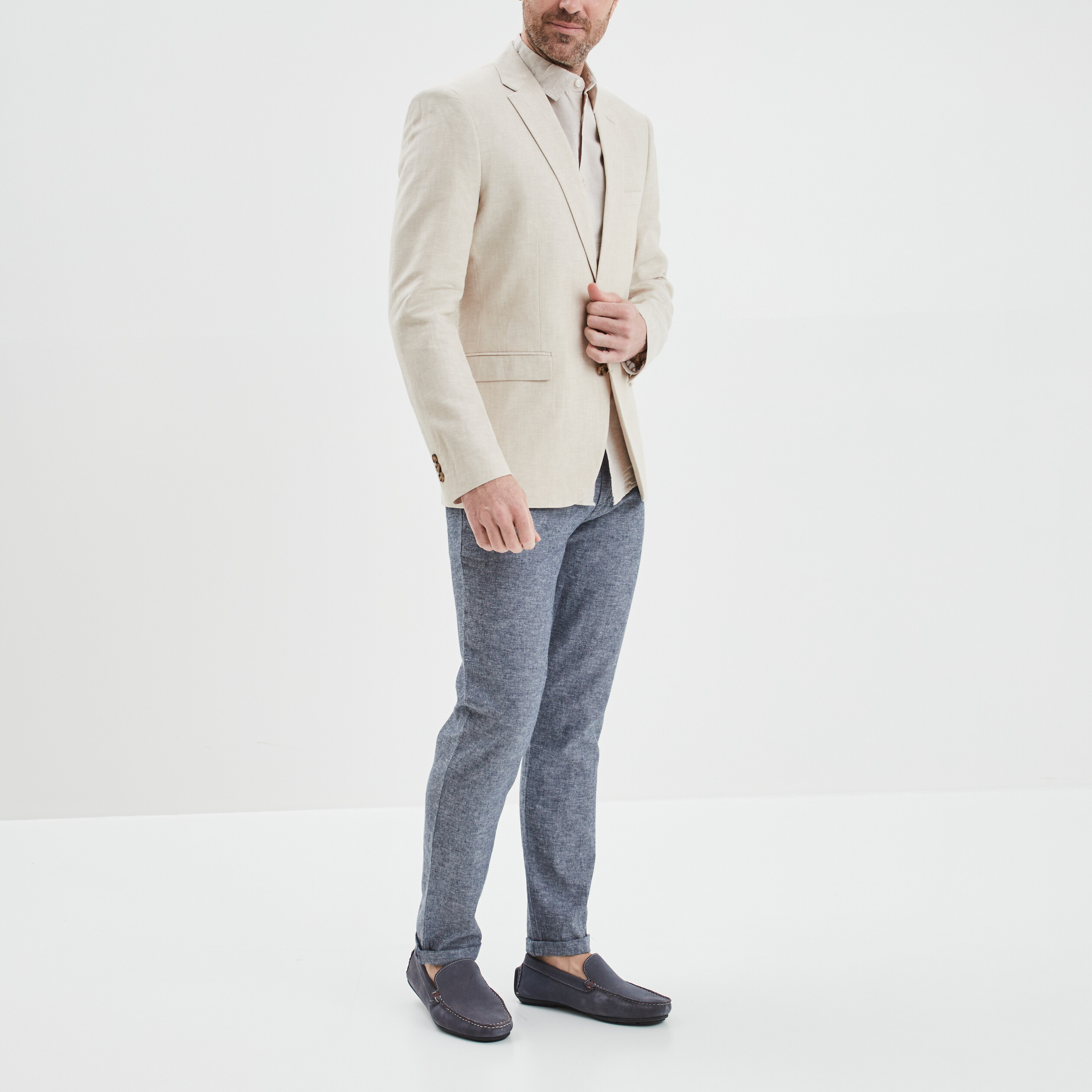 pantalon chino droit lin melange bleu marine homme Pantalon chino droit lin mélangé bleu marine homme