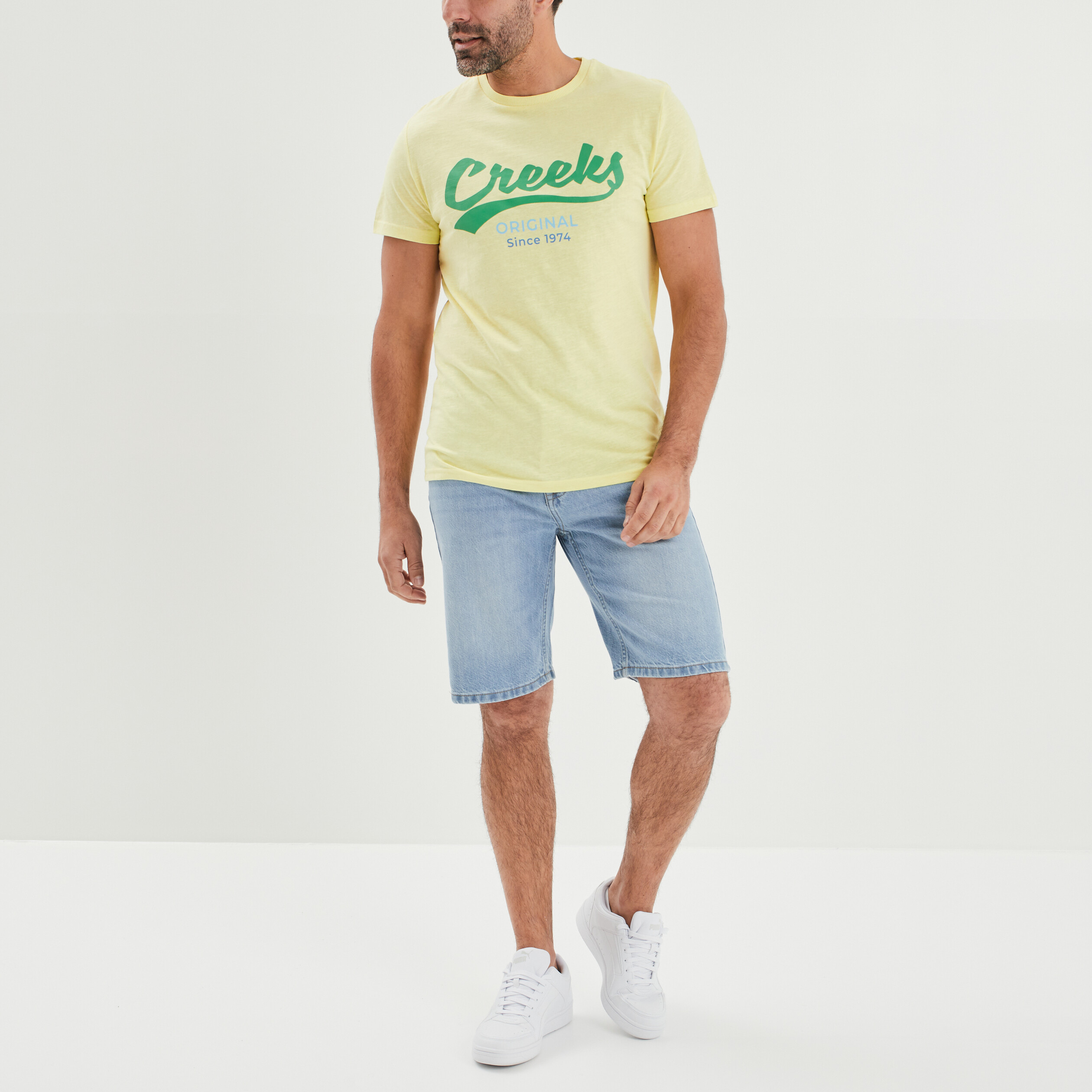 t shirt droit manches courtes creeks jaune homme T-shirt droit manches courtes Creeks jaune homme
