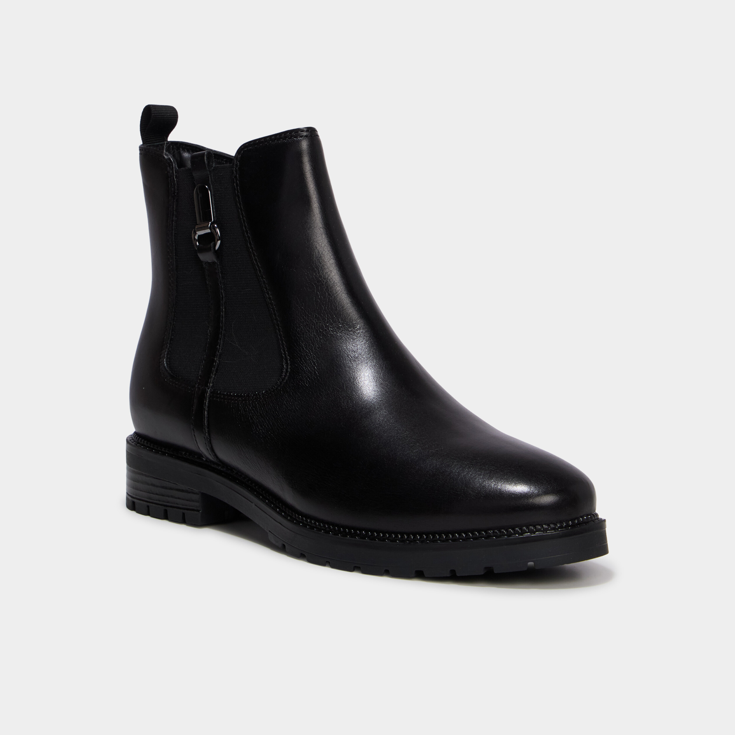Boots chelsea en cuir noir femme