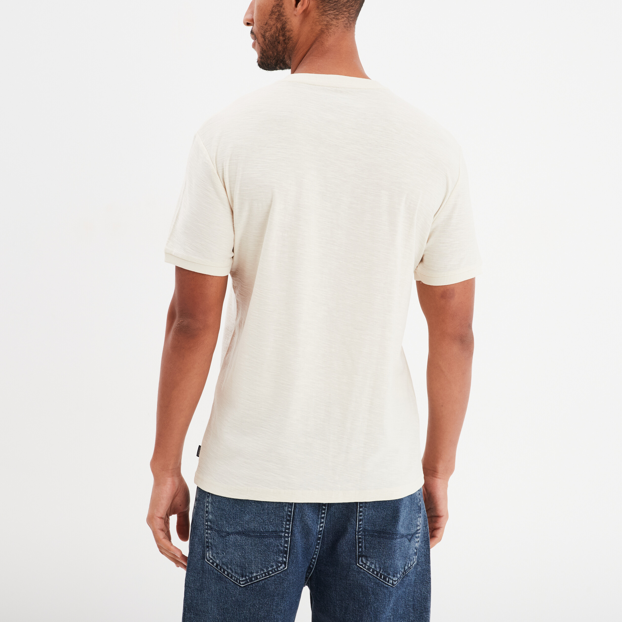 t shirt manches courtes coton creeks ecru homme T-shirt manches courtes coton Creeks ecru homme