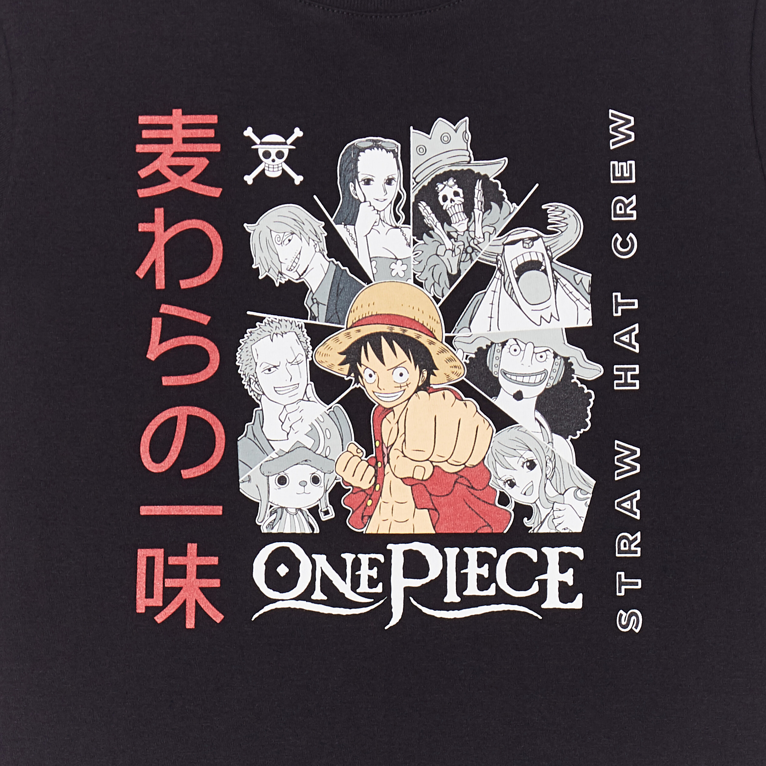t shirt manches courtes one piece noir garcon T-shirt manches courtes One Piece noir garçon