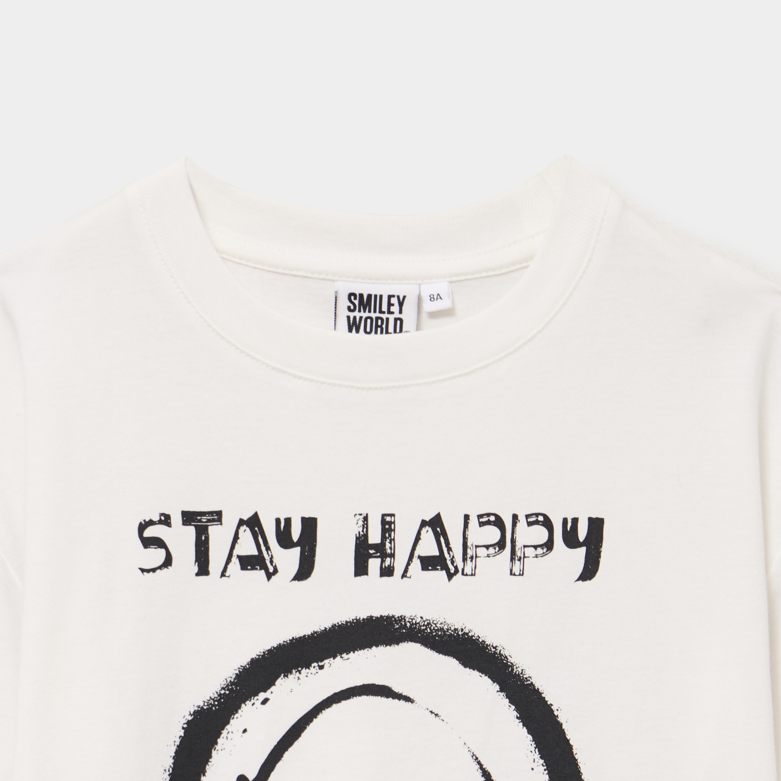 T-shirt col rond coton Smiley World ivoire gar&ccedil;on
