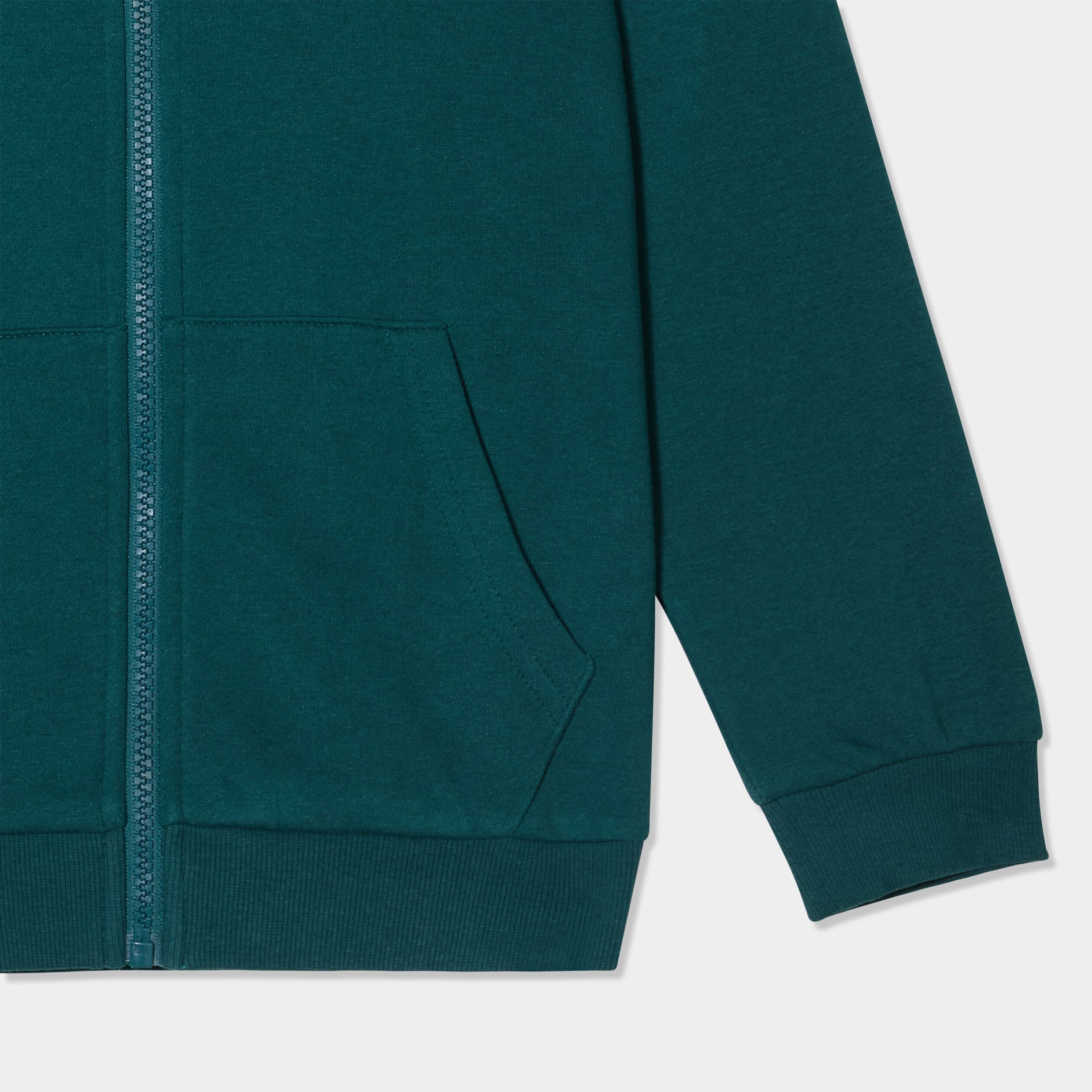 Sweat zipp&eacute; &agrave; capuche molleton vert fonc&eacute; gar&ccedil;on