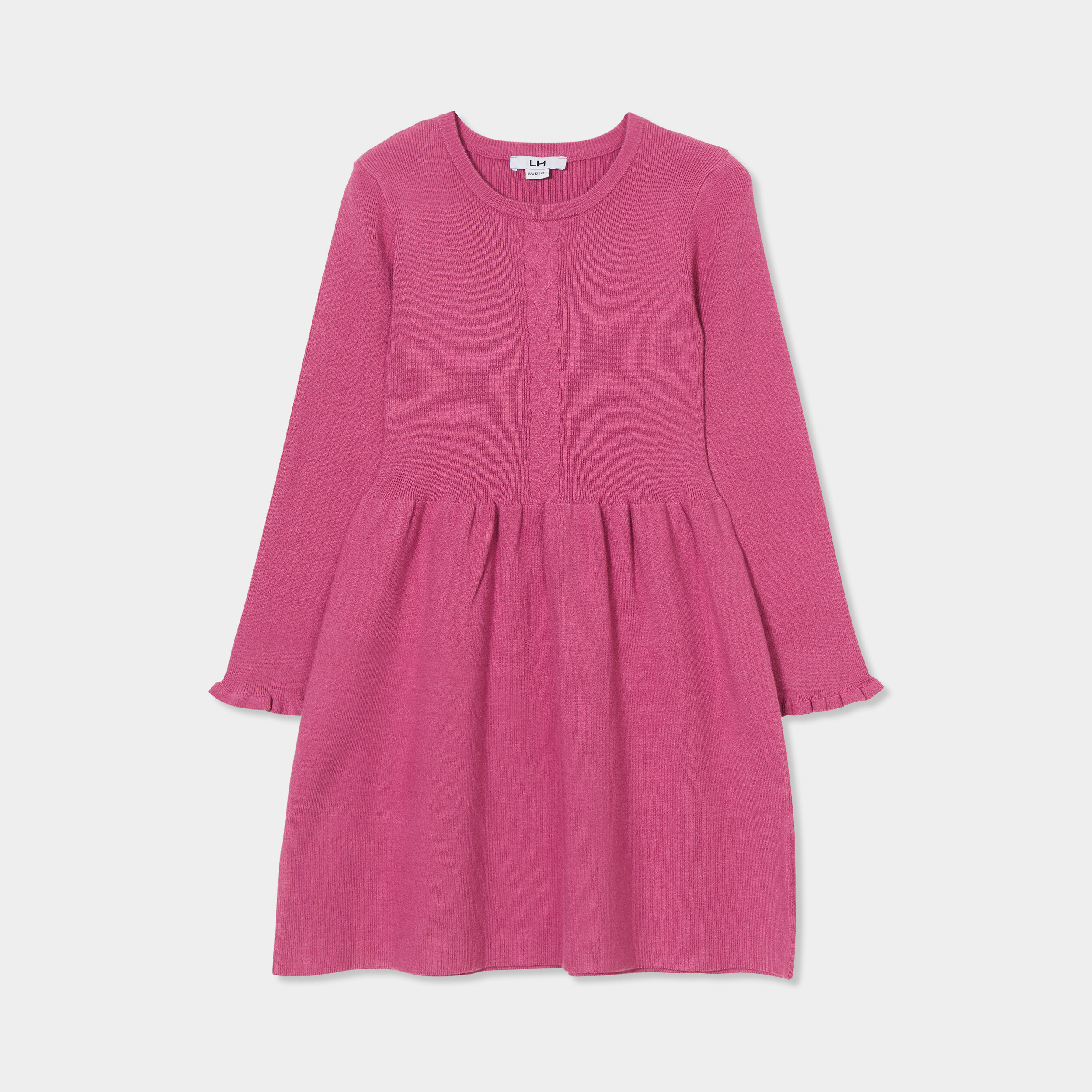 Robe tricot évasée manches longues prune fille