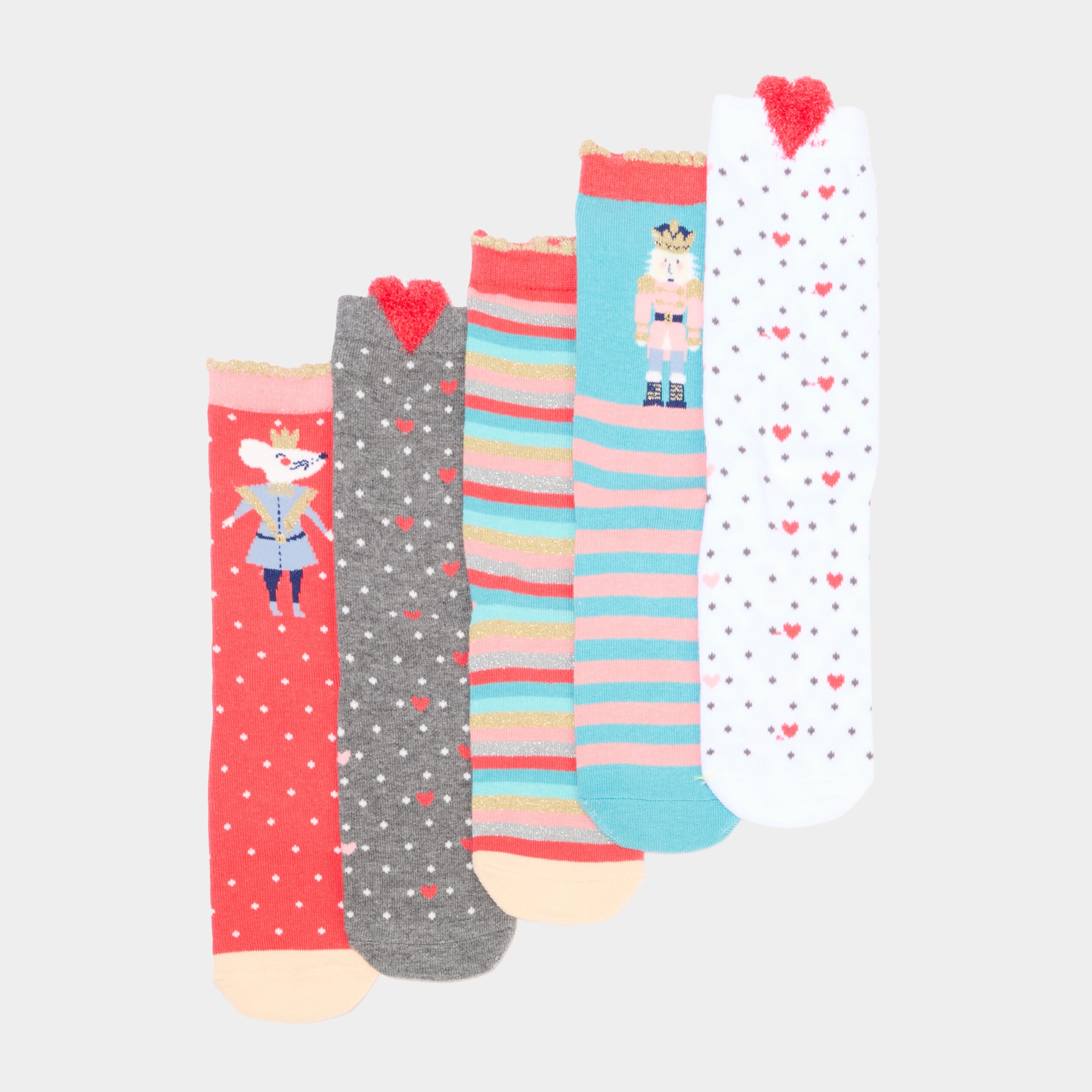 Lot 5 paires chaussettes orange corail fille