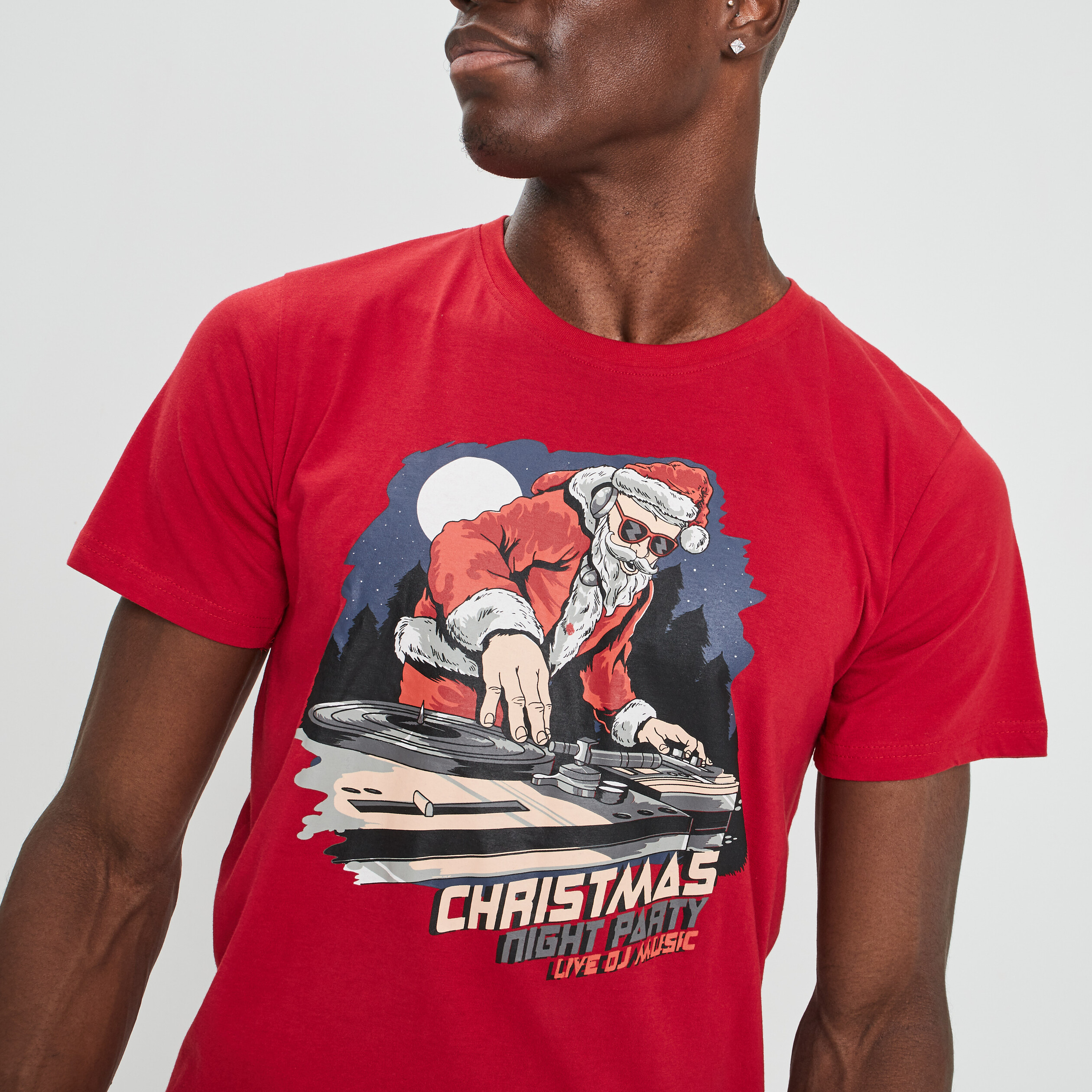 T-shirt de Noël manches courtes rouge homme