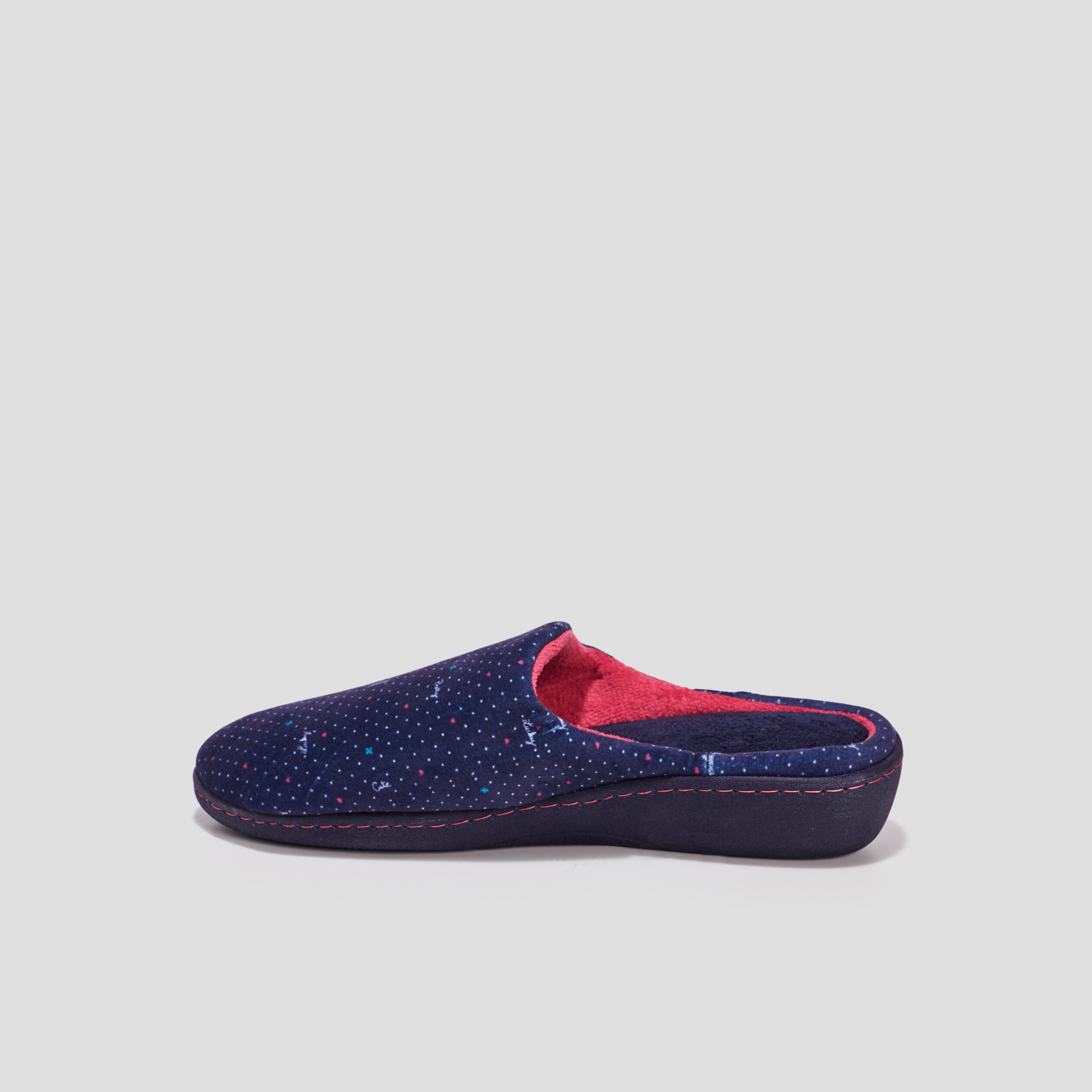 Chaussons mules compensés Isotoner bleu femme