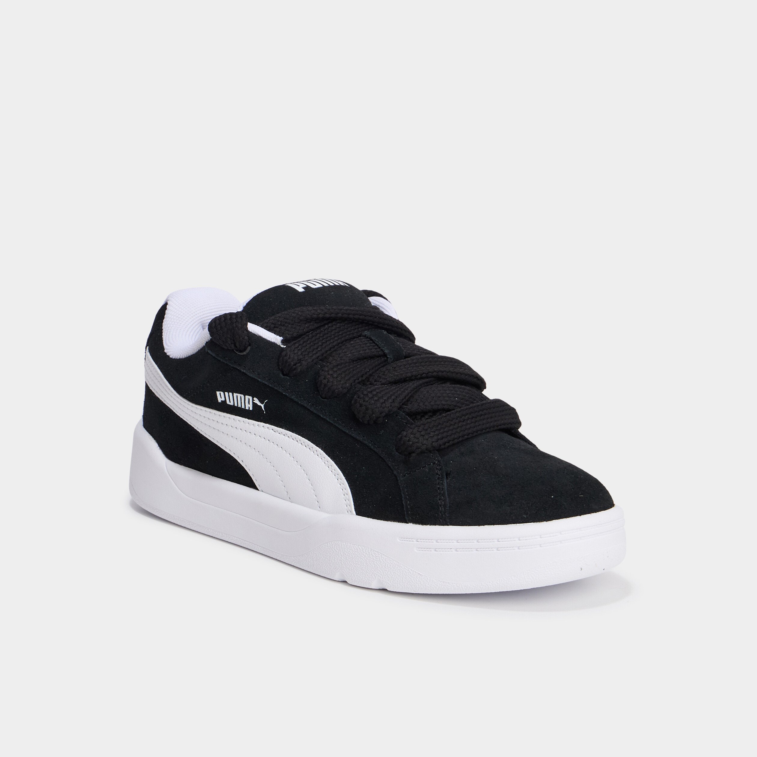 tennis basses a lacets en cuir puma noir garcon Tennis basses à lacets en cuir Puma noir garçon