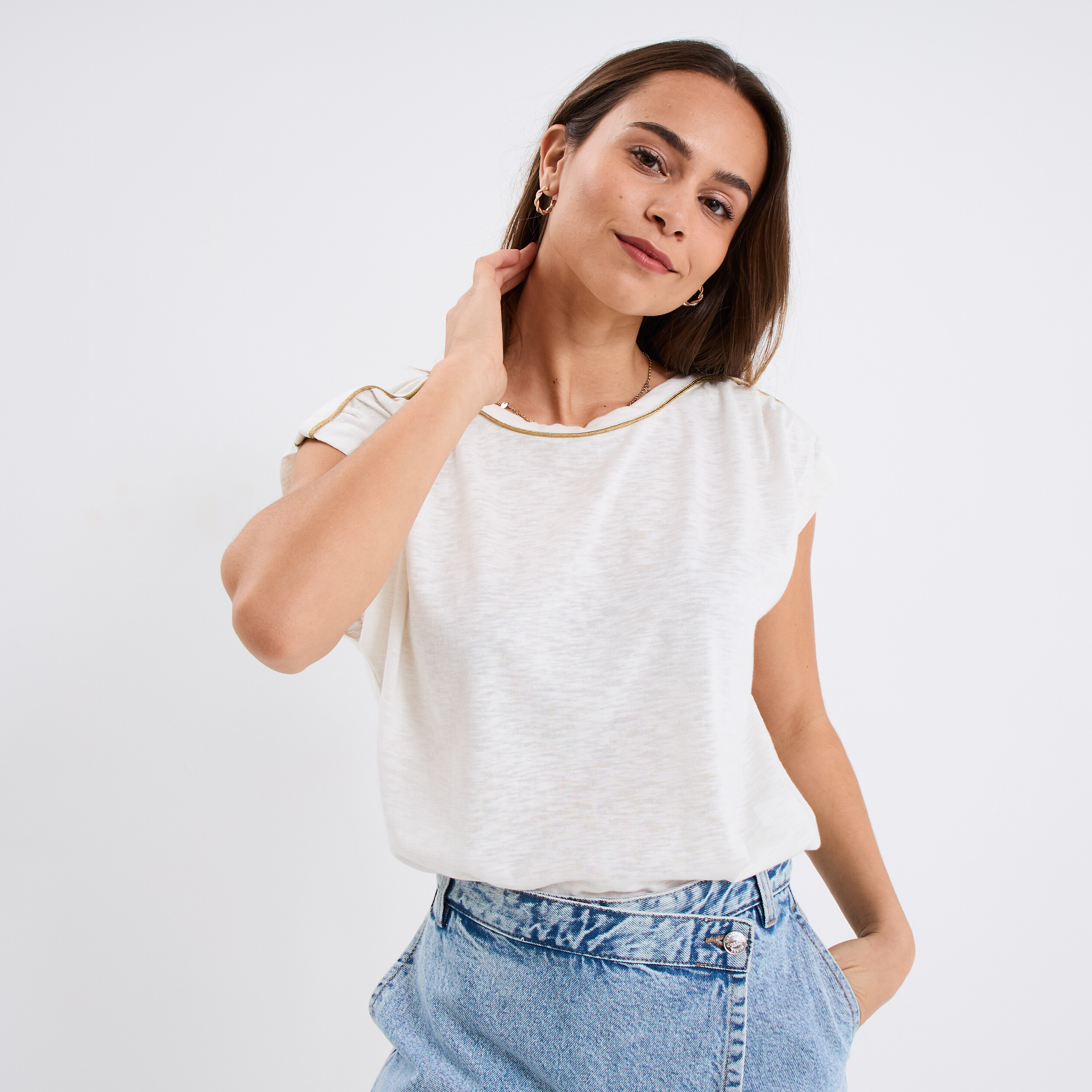 t shirt sans manches blanc femme T-shirt sans manches blanc femme
