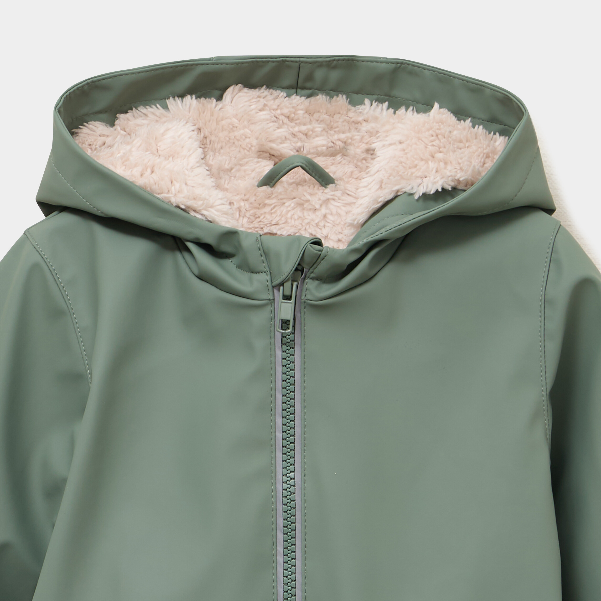 Parka imperm&eacute;able d&eacute;perlante fourr&eacute;e vert kaki b&eacute;b&eacute; gar&ccedil;on
