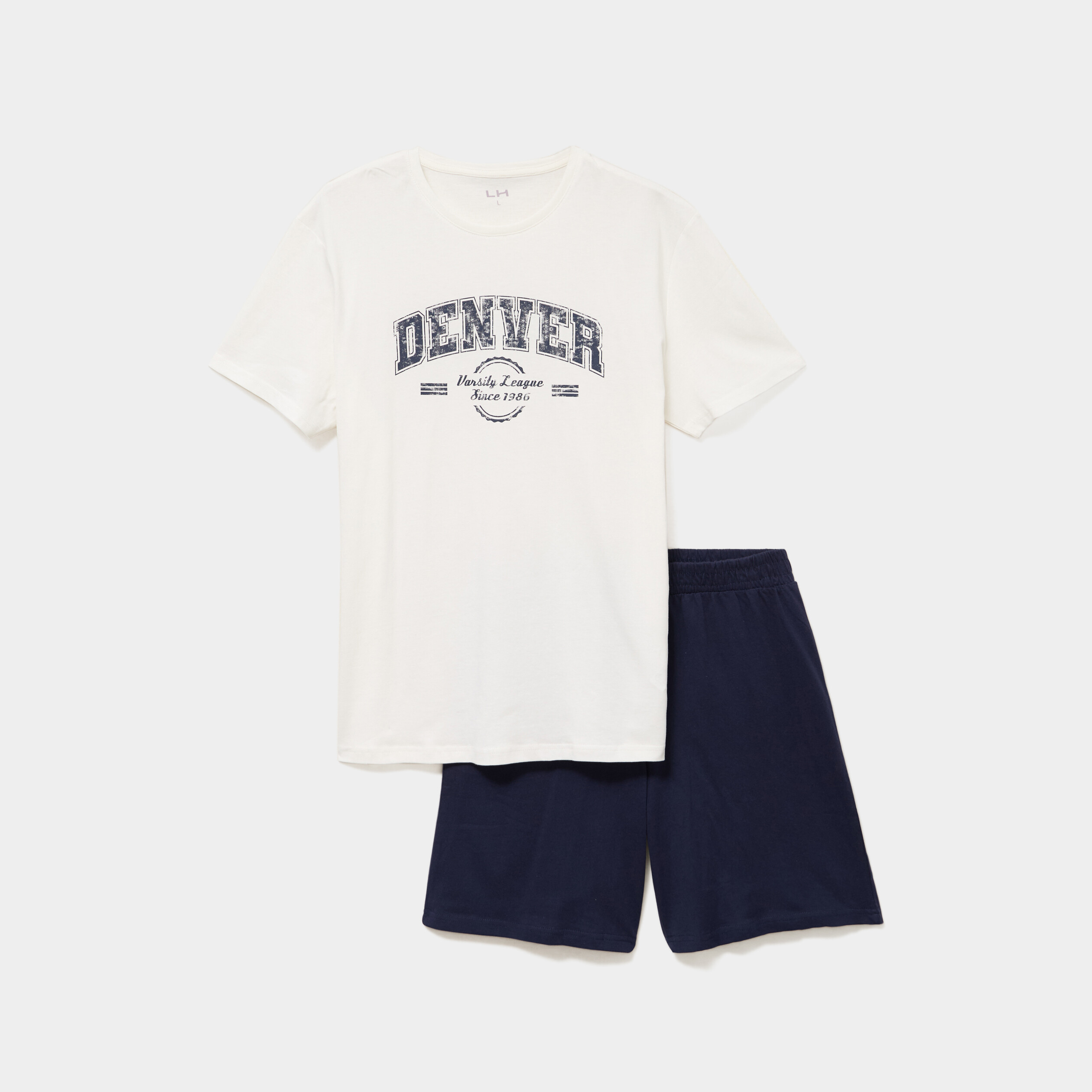 Ensemble pyjama t-shirt et short blanc homme