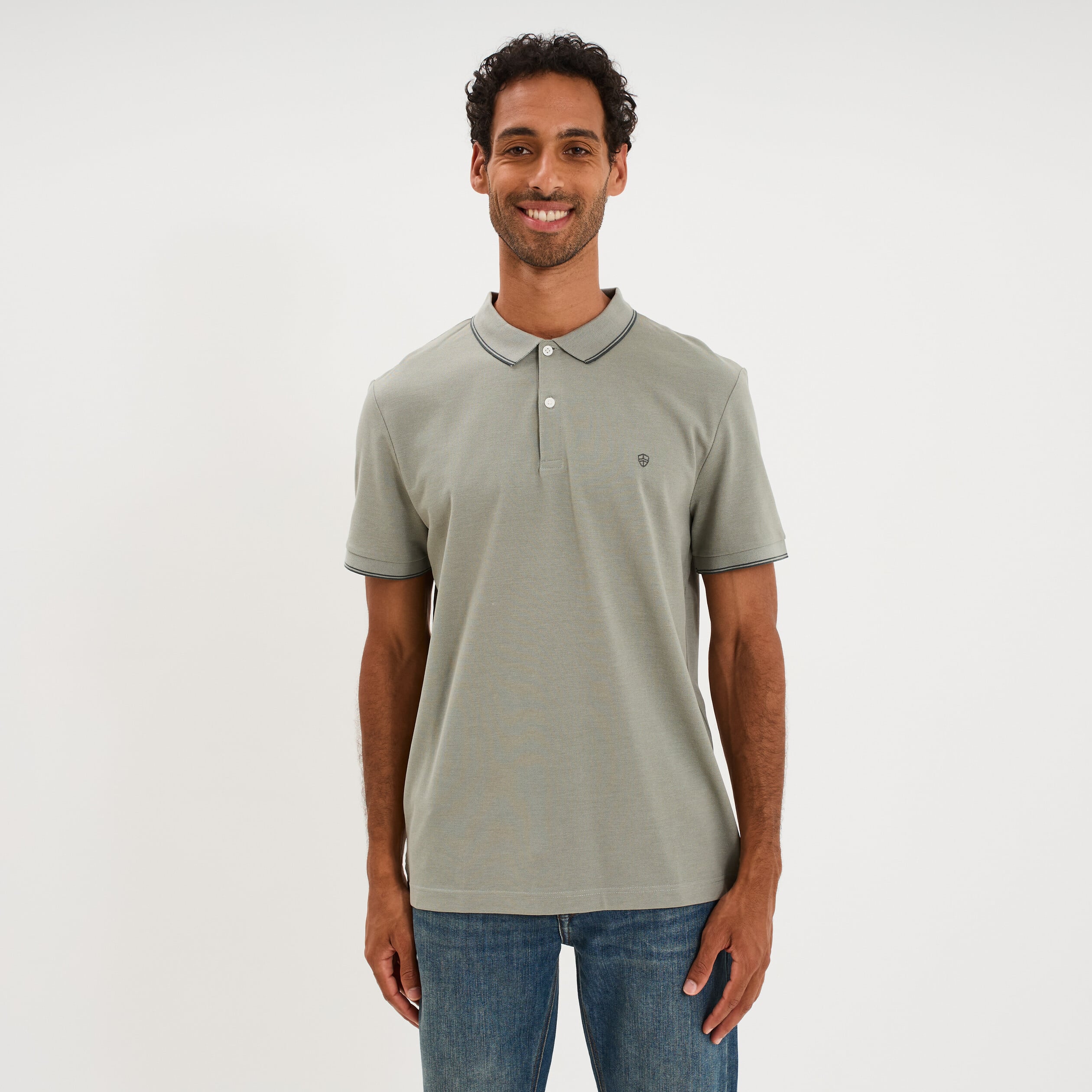 Polo piqu&eacute; coton manches courtes vert homme