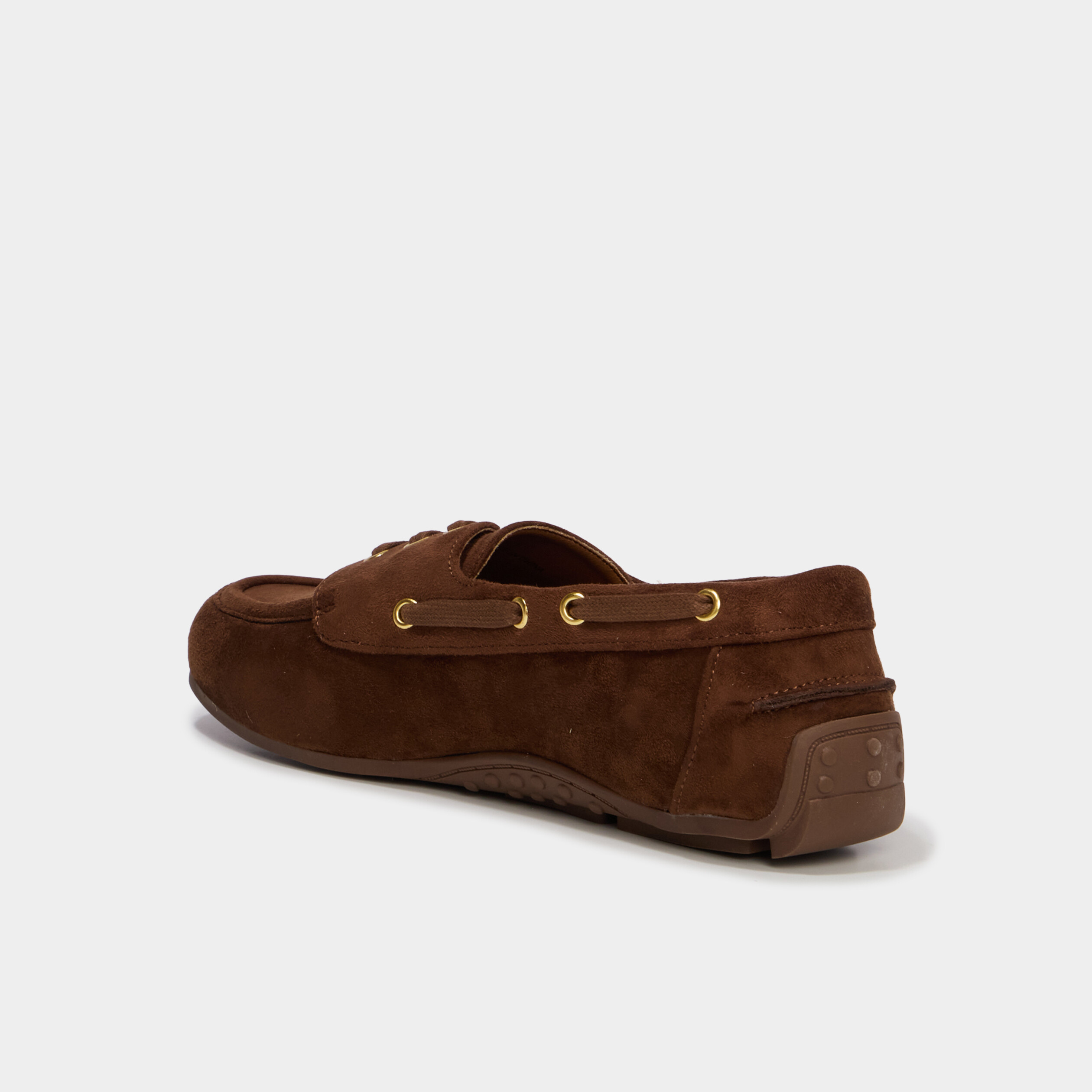 Mocassin en su&eacute;dine &agrave; lacets marron femme