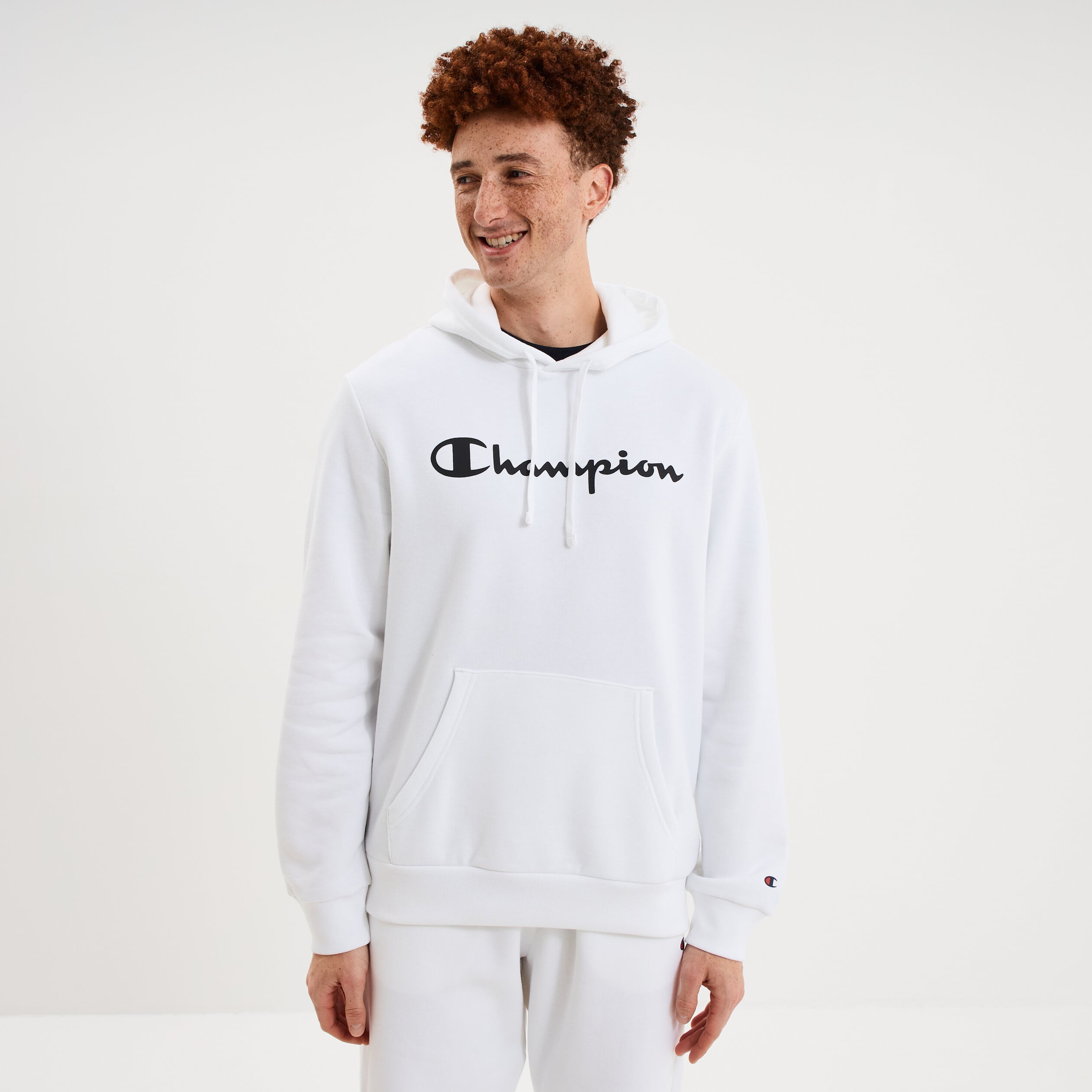 Sweat hoodie 1 poche molleton Champion blanc homme