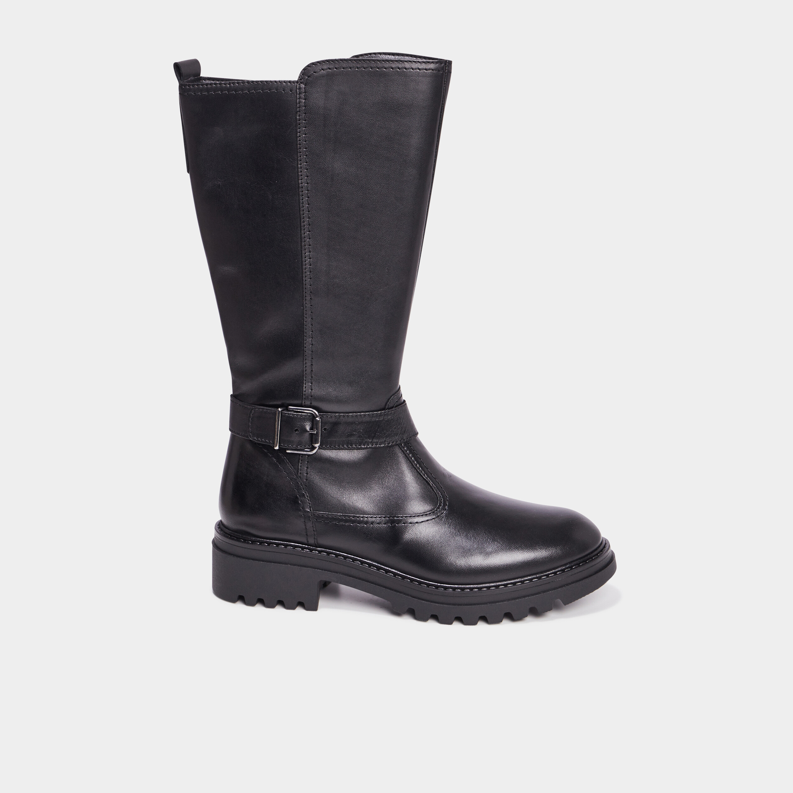 Bottes brides en cuir noir fille