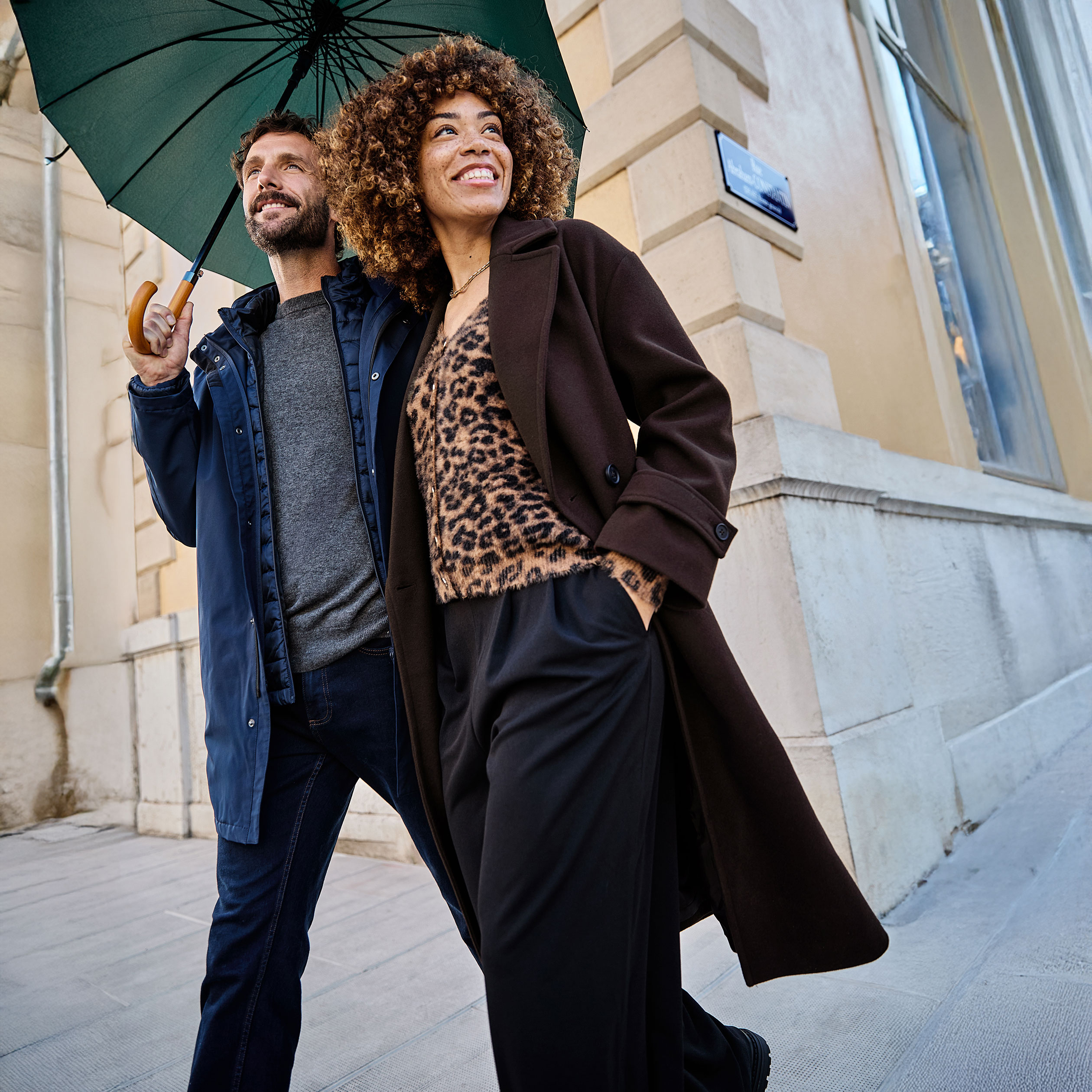 Manteau long boutonné marron foncé femme La Halle