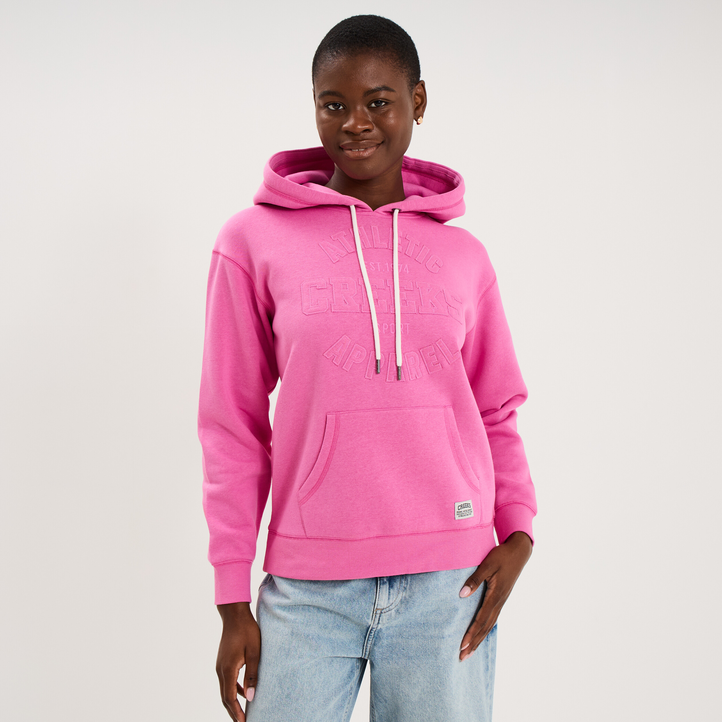 Sweat &agrave; capuche hoodie rose fushia femme