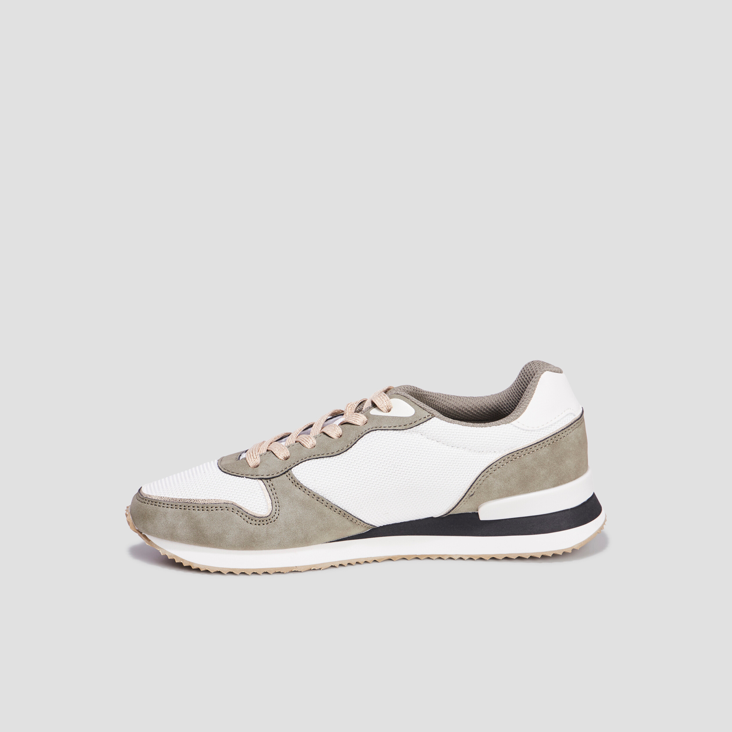 Baskets bi-mati&egrave;re &agrave; lacets Creeks vert kaki femme