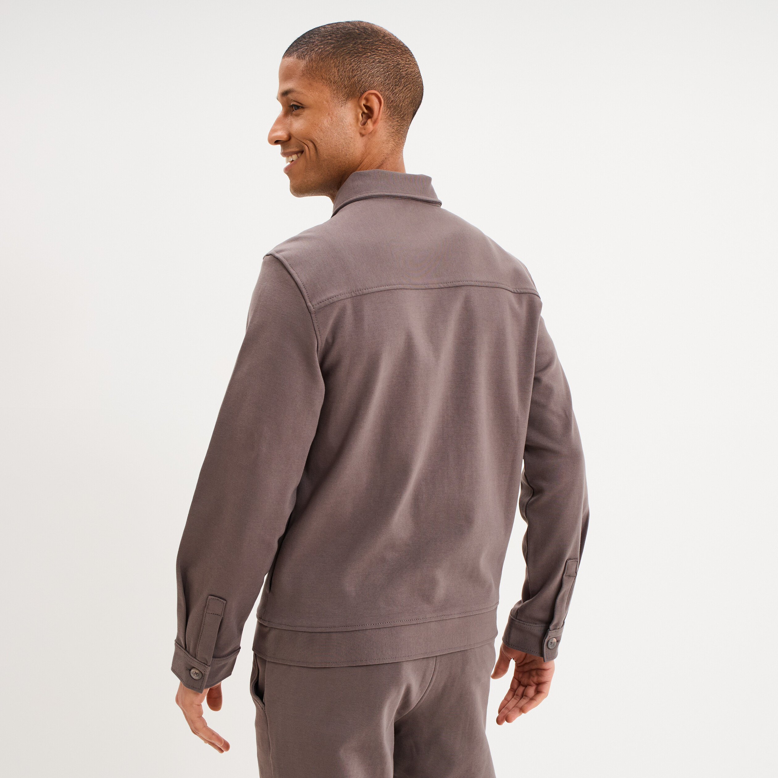 Surchemise zipp&eacute;e manches longues gris fonc&eacute; homme