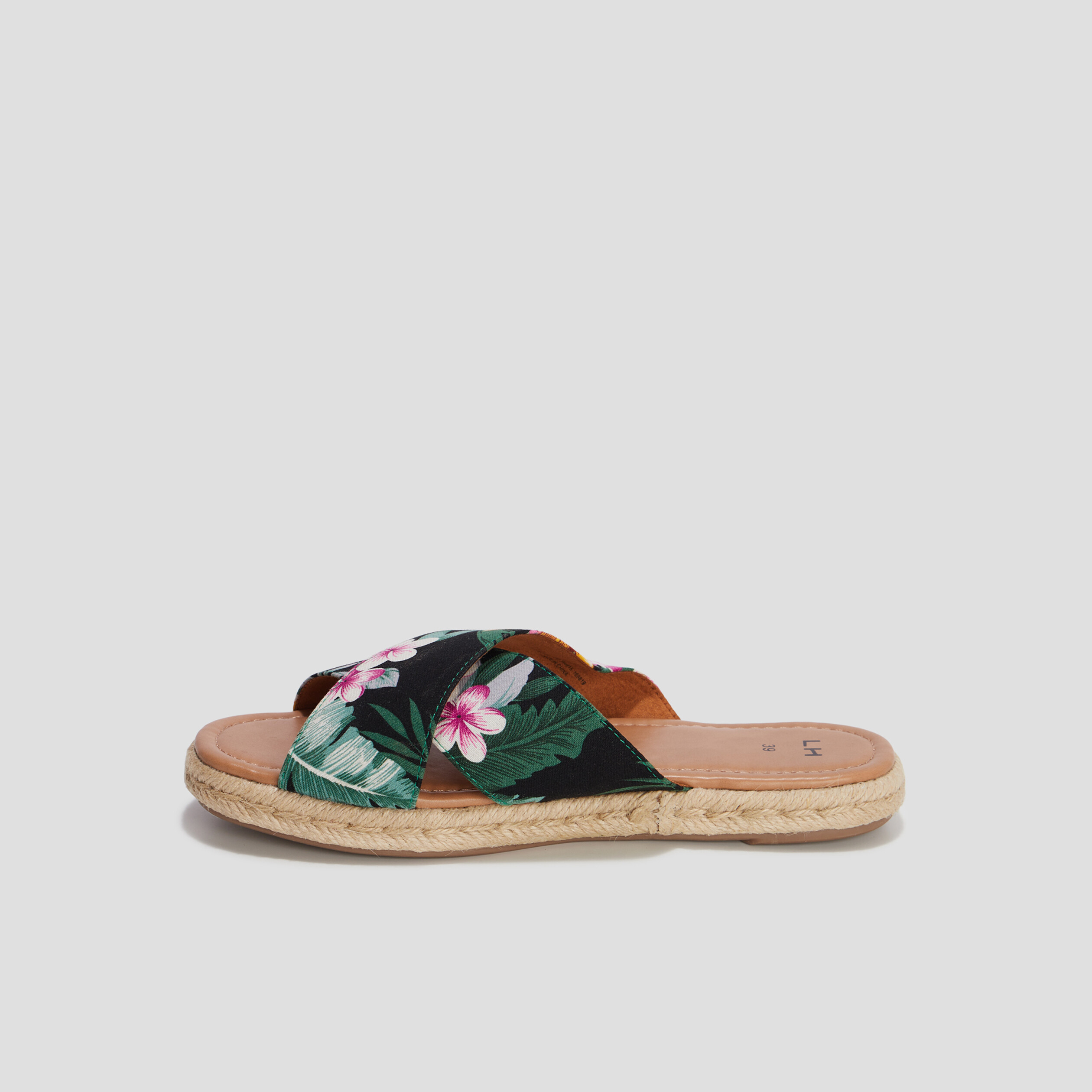 mules avec brides croisees en toile multicolore femme Mules avec brides croisées en toile multicolore femme