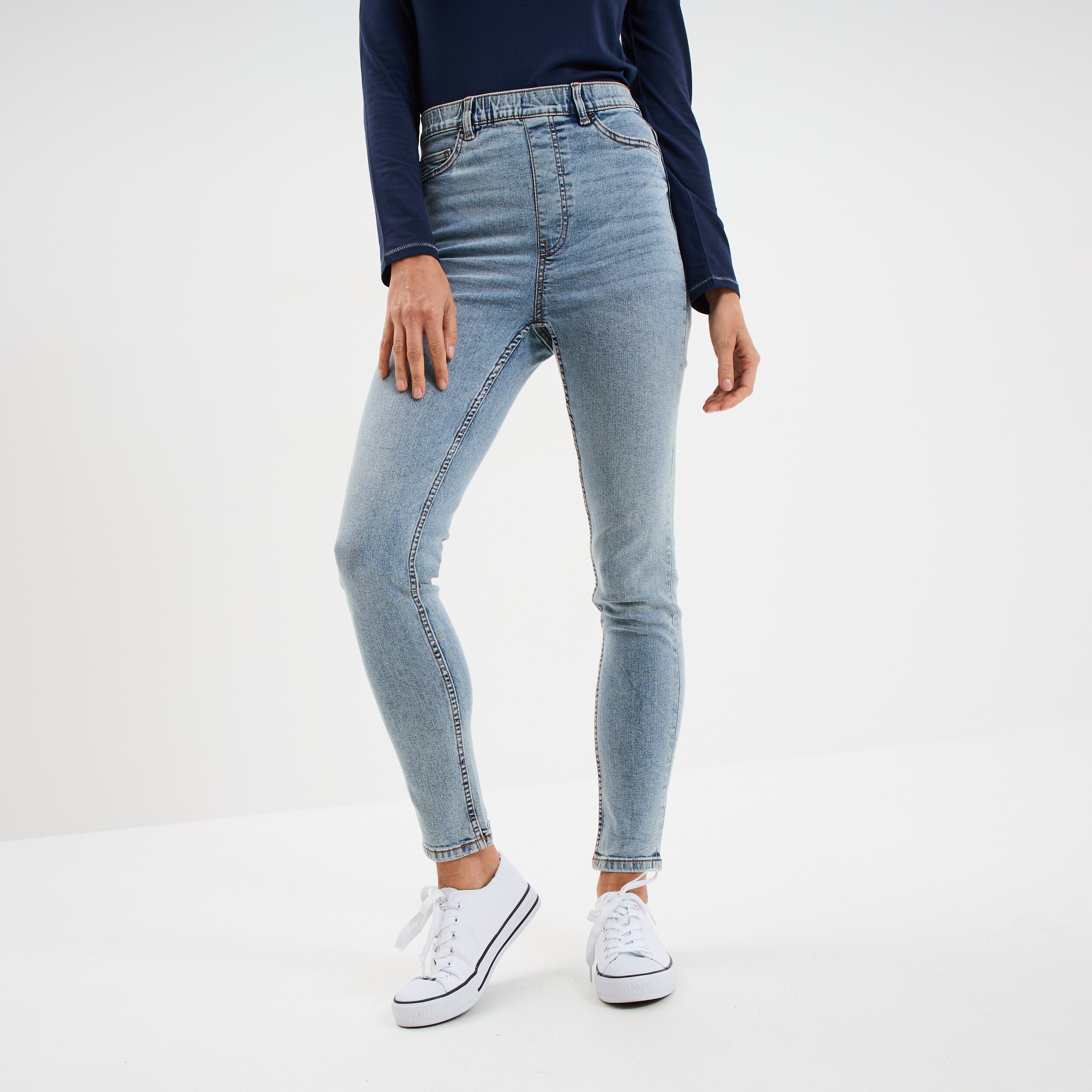 jegging skinny taille haute denim double stone femme Jegging skinny taille haute denim double stone femme