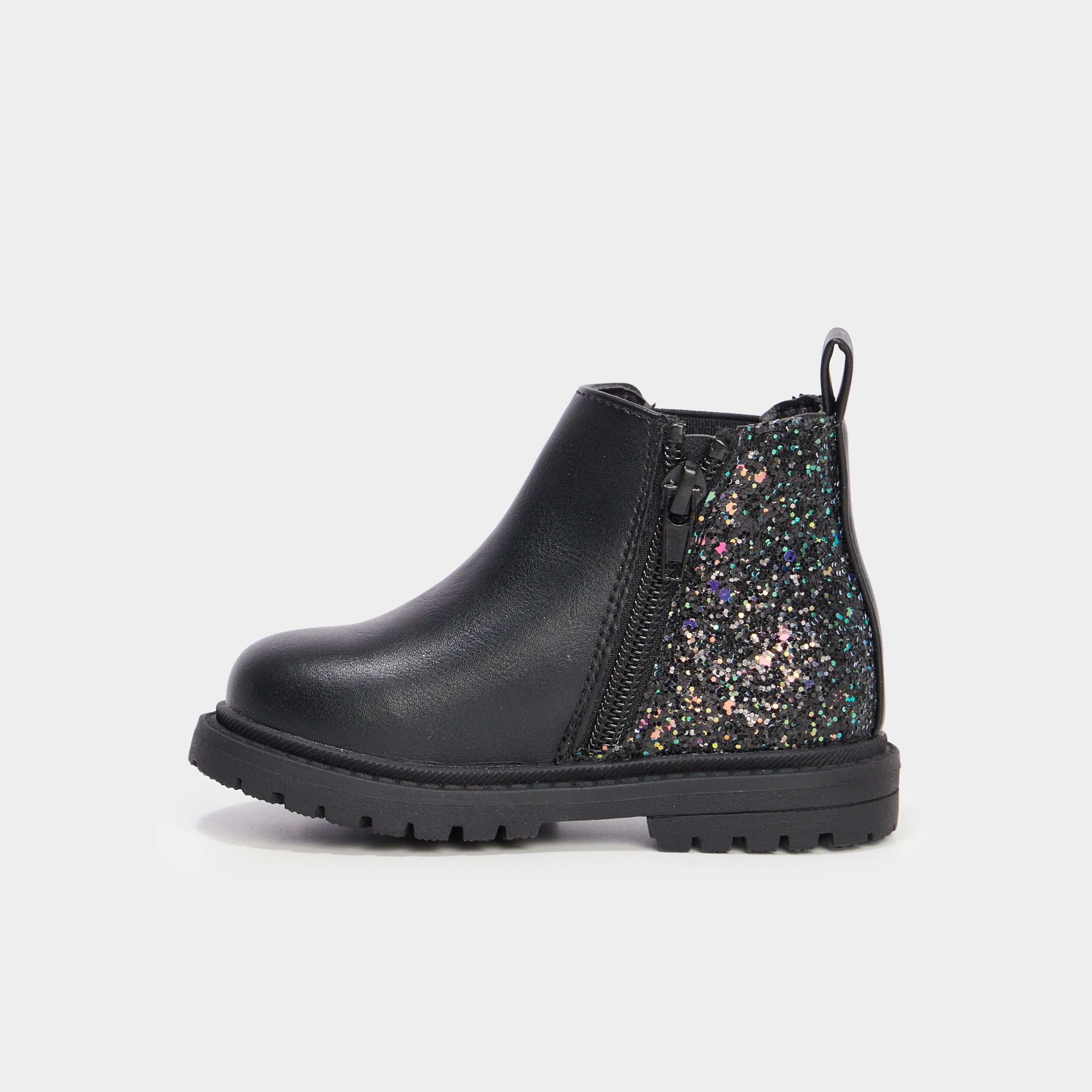 Bottines chelsea zipp&eacute;es paillettes noir b&eacute;b&eacute; fille