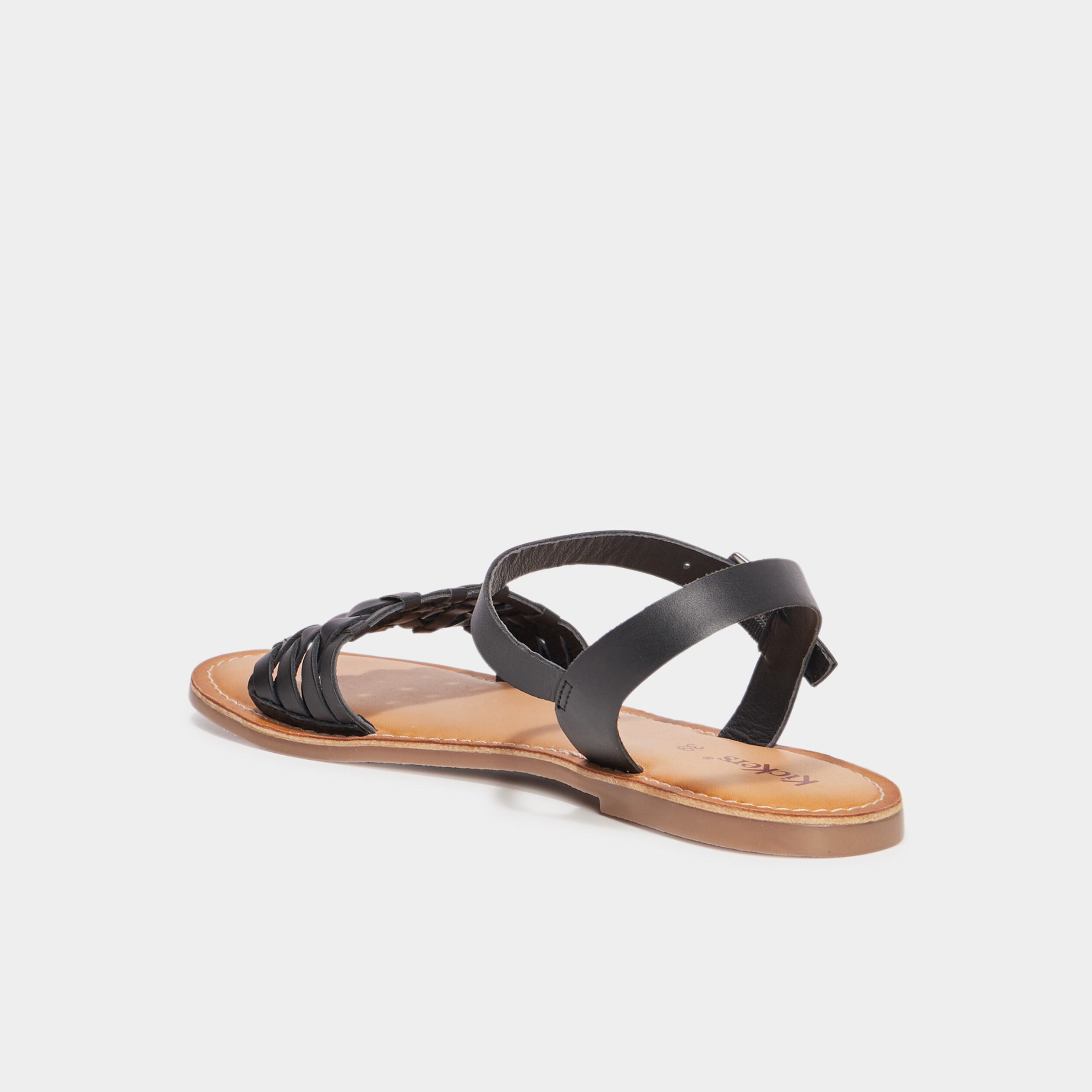 sandales en cuir kickers kickdash noir femme Sandales en cuir Kickers Kickdash noir femme